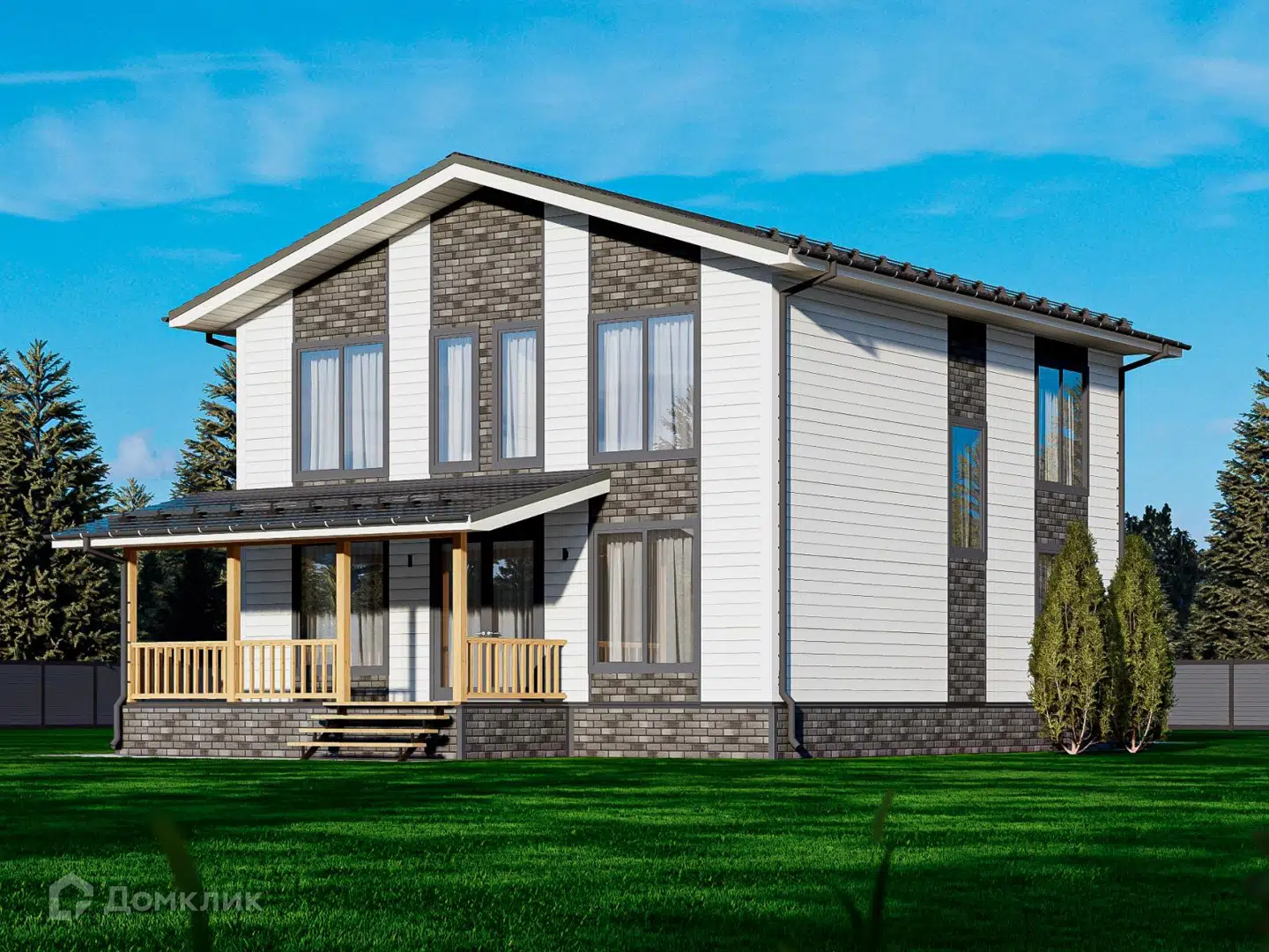 Проект дома «Проект "Персей"» компании Альфа SIP · Дома из СИП панелей из материала SIP-панели площадью 218м² под ключ за 6018951₽ в Донецке | 2 этажа, 4 спальни, 3 санузла – Домклик