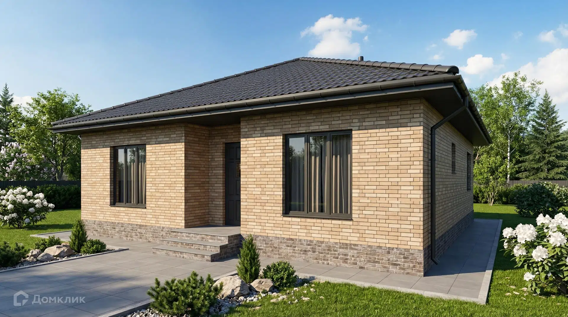 Проект дома «СвойДом» компании CвойДом-КРД.РФ из материала Газобетонные блоки площадью 99м² под ключ за 6290000₽ в Луганске | 1 этаж, 3 спальни, 2 санузла – Домклик