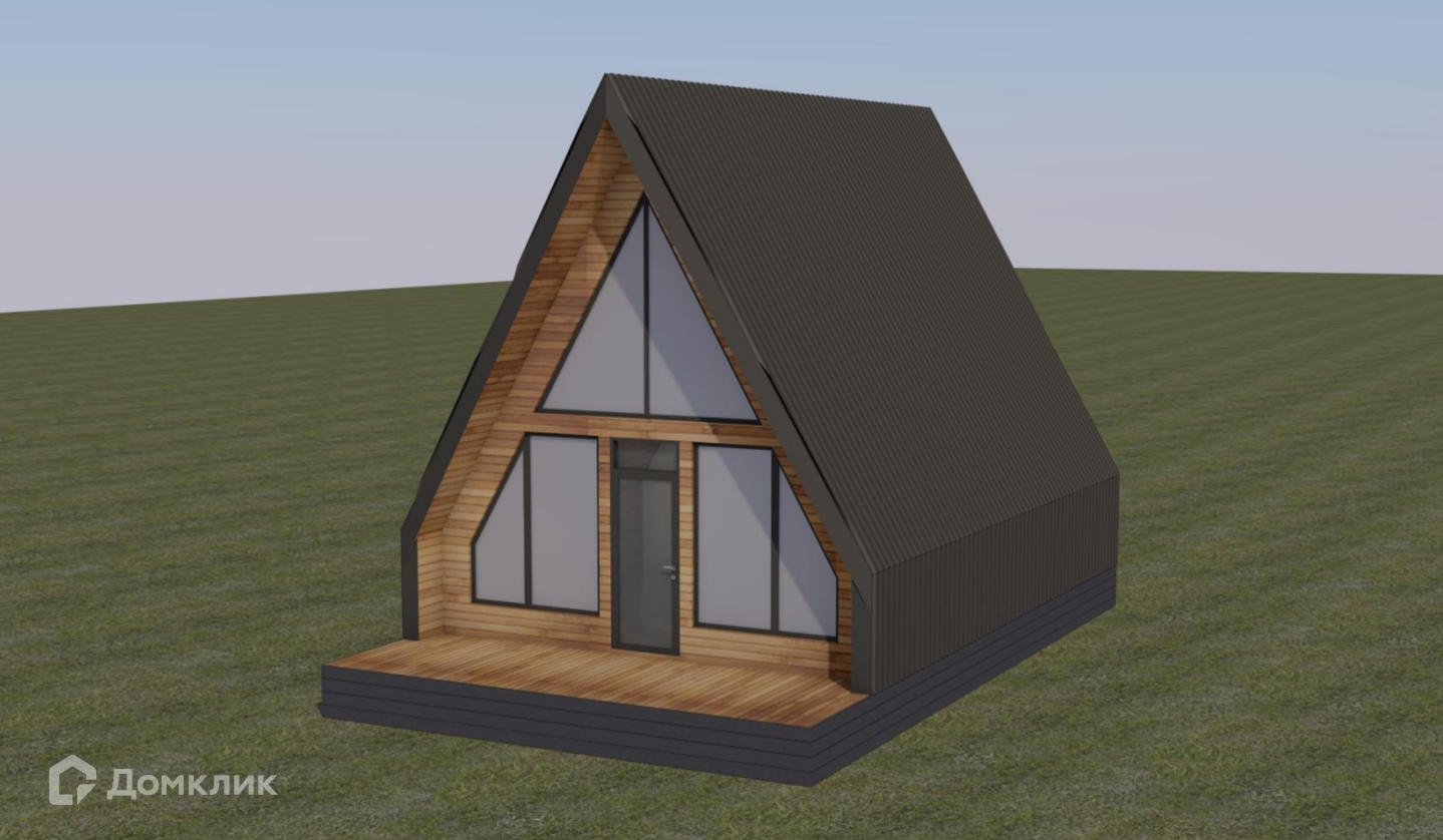 Проект дома «МД 48 А-фрейм» компании МАГАЗИН ДОМОВ из материала SIP-панели площадью 48м² под ключ за 4800000₽ в Донецке | 1 этаж, 2 спальни, 1 санузел – Домклик