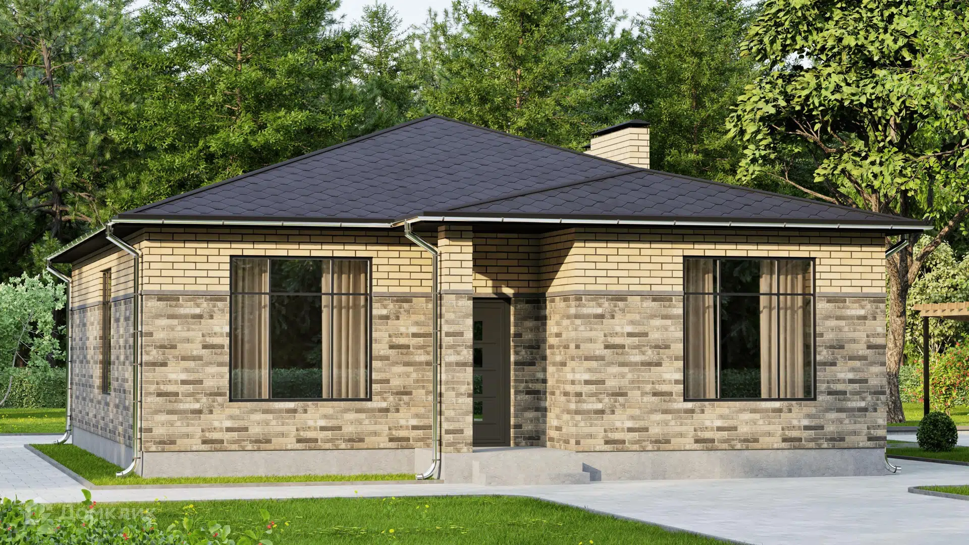 Проект дома «Жилой дом DC-103» компании ИП Саакян Андраник Мартикович из материала Газобетонные блоки площадью 103.43м² под ключ за 5286000₽ в Донецке | 1 этаж, 3 спальни, 2 санузла – Домклик