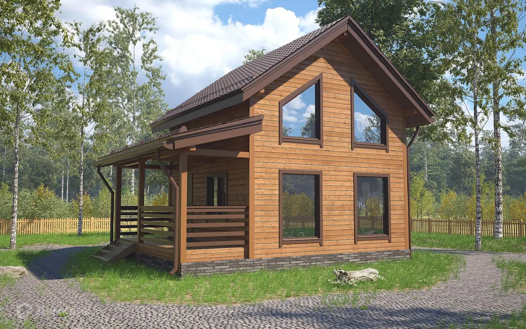 Проект дома «ДК-84» компании Теплодина из материала Каркасный дом площадью 72м² под ключ за 2988000₽ в Донецке | 2 этажа, 2 спальни, 1 санузел – Домклик