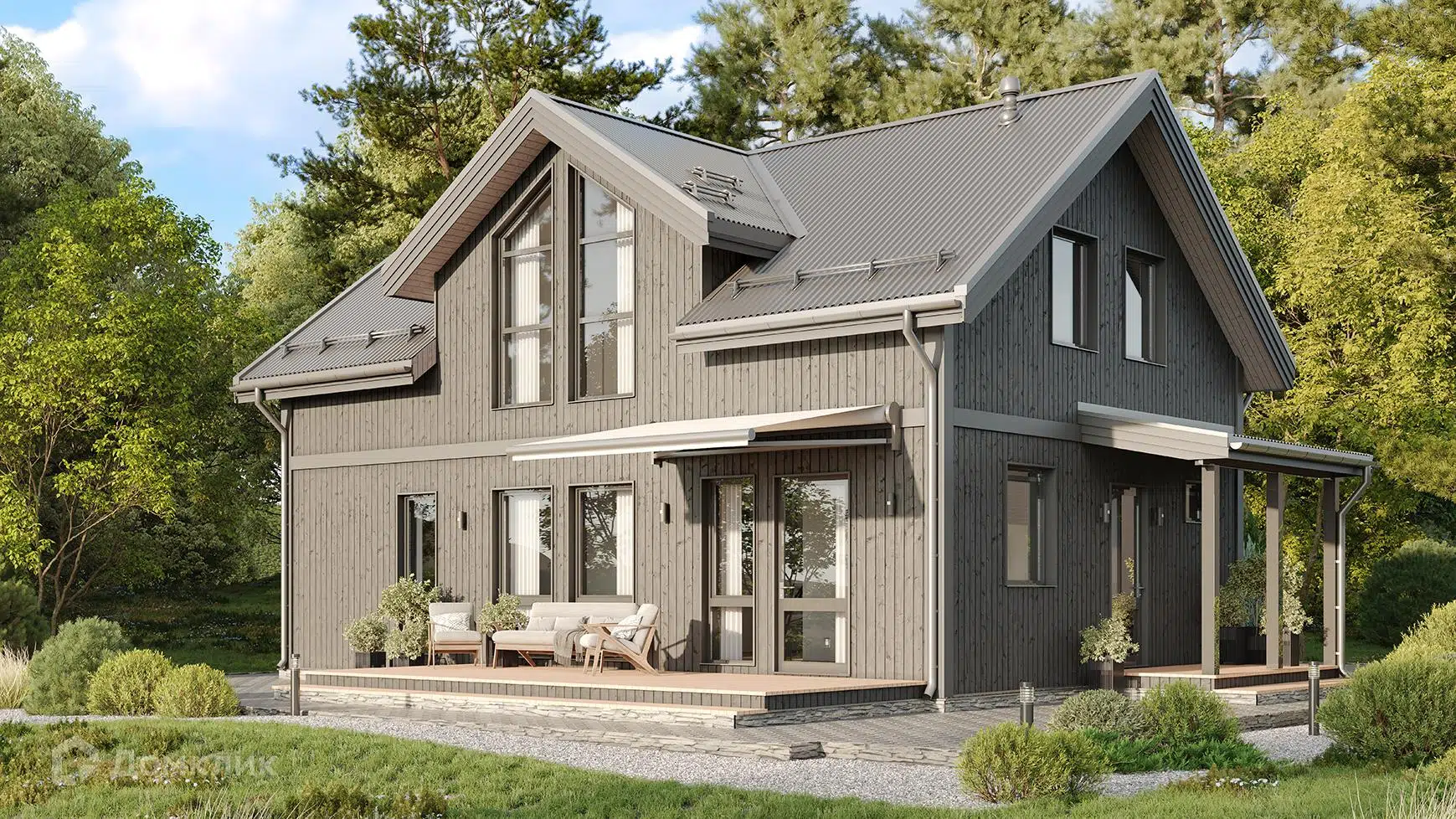 Проект дома «Гармония R 200» компании из материала Каркасный дом площадью 175м² под ключ за 5636027₽ в Донецке | 2 этажа, 4 спальни, 3 санузла – Домклик