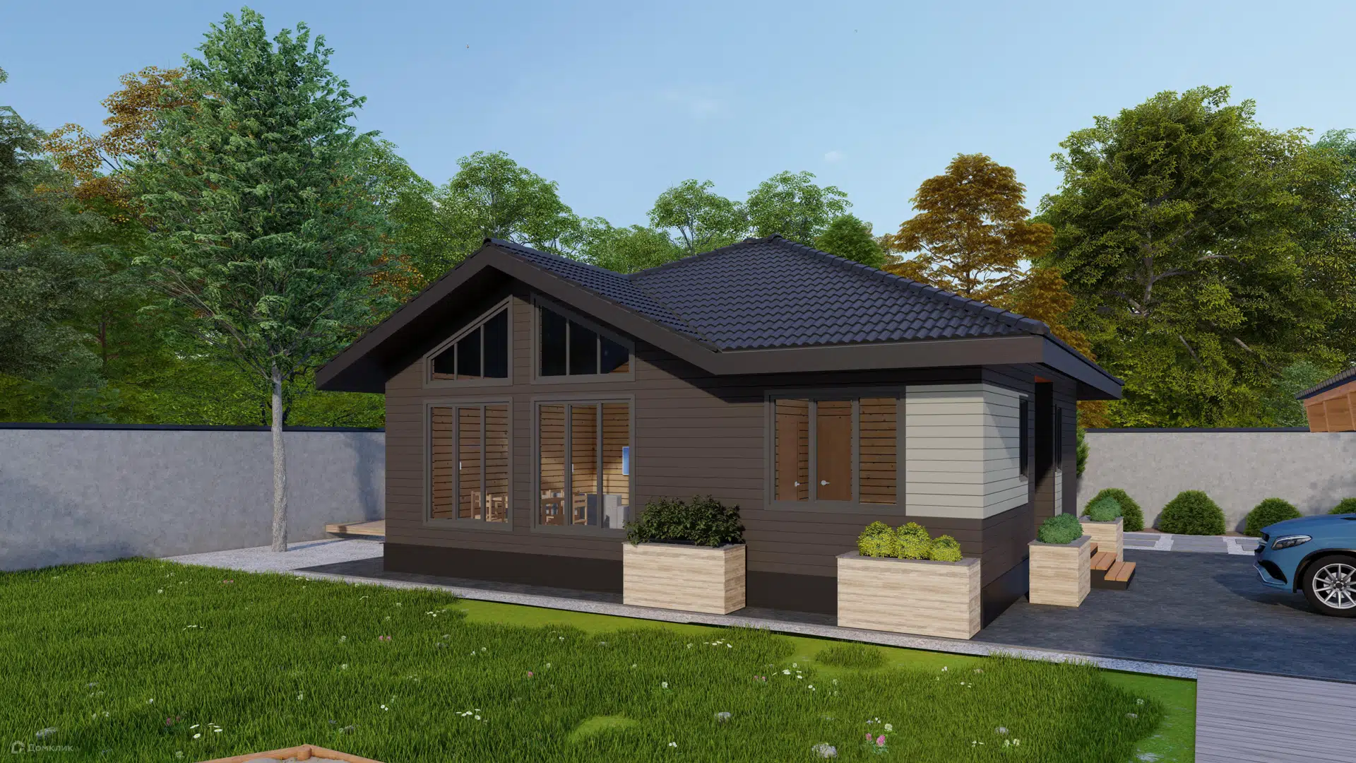 Проект дома «Одноэтажный МД-94» компании МАГАЗИН ДОМОВ из материала SIP-панели площадью 78м² под ключ за 5975000₽ в Донецке | 1 этаж, 2 спальни, 1 санузел – Домклик