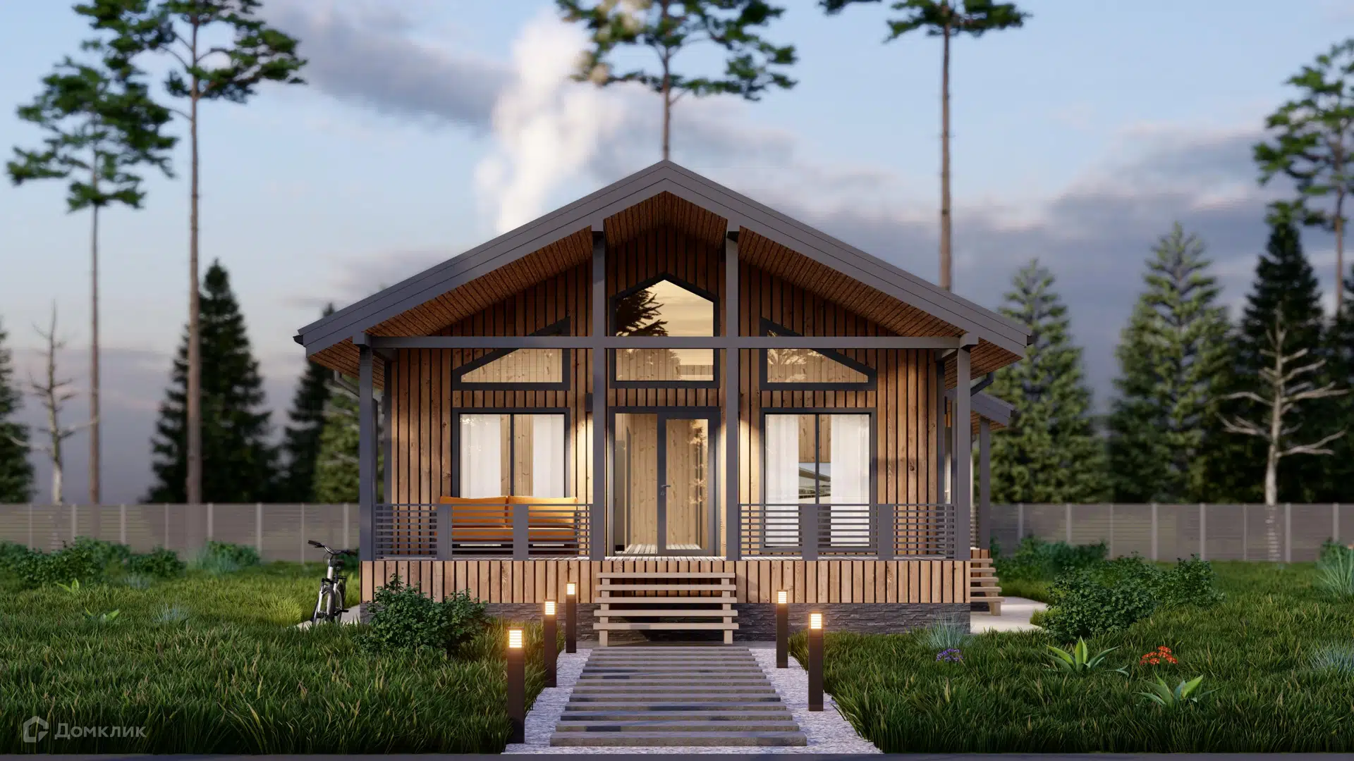 Проект дома «Стокгольм» компании Каркас Поволжья из материала Каркасный дом площадью 91м² под ключ за 4500000₽ в Донецке | 1 этаж, 3 спальни, 2 санузла – Домклик