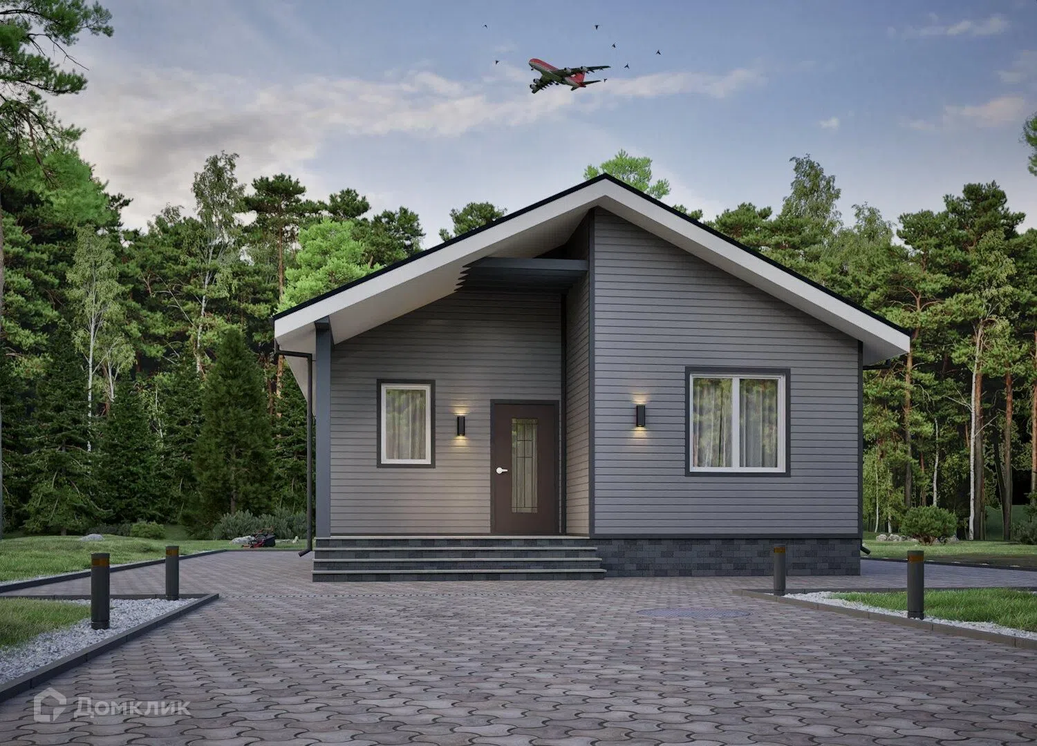 Проект дома «P-H 1/8» компании Perfect House г. Ханты-Мансийск из материала SIP-панели площадью 71.32м² под ключ за 7510000₽ в Луганске | 1 этаж, 2 спальни, 1 санузел – Домклик