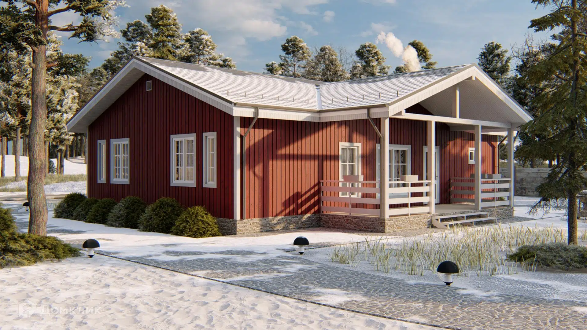 Проект дома «Кируна» компании ООО «СТРОЙ-КОМФОРТ» из материала Каркасный дом площадью 140.7м² под ключ за 5404000₽ в Луганске | 1 этаж, 3 спальни, 2 санузла – Домклик