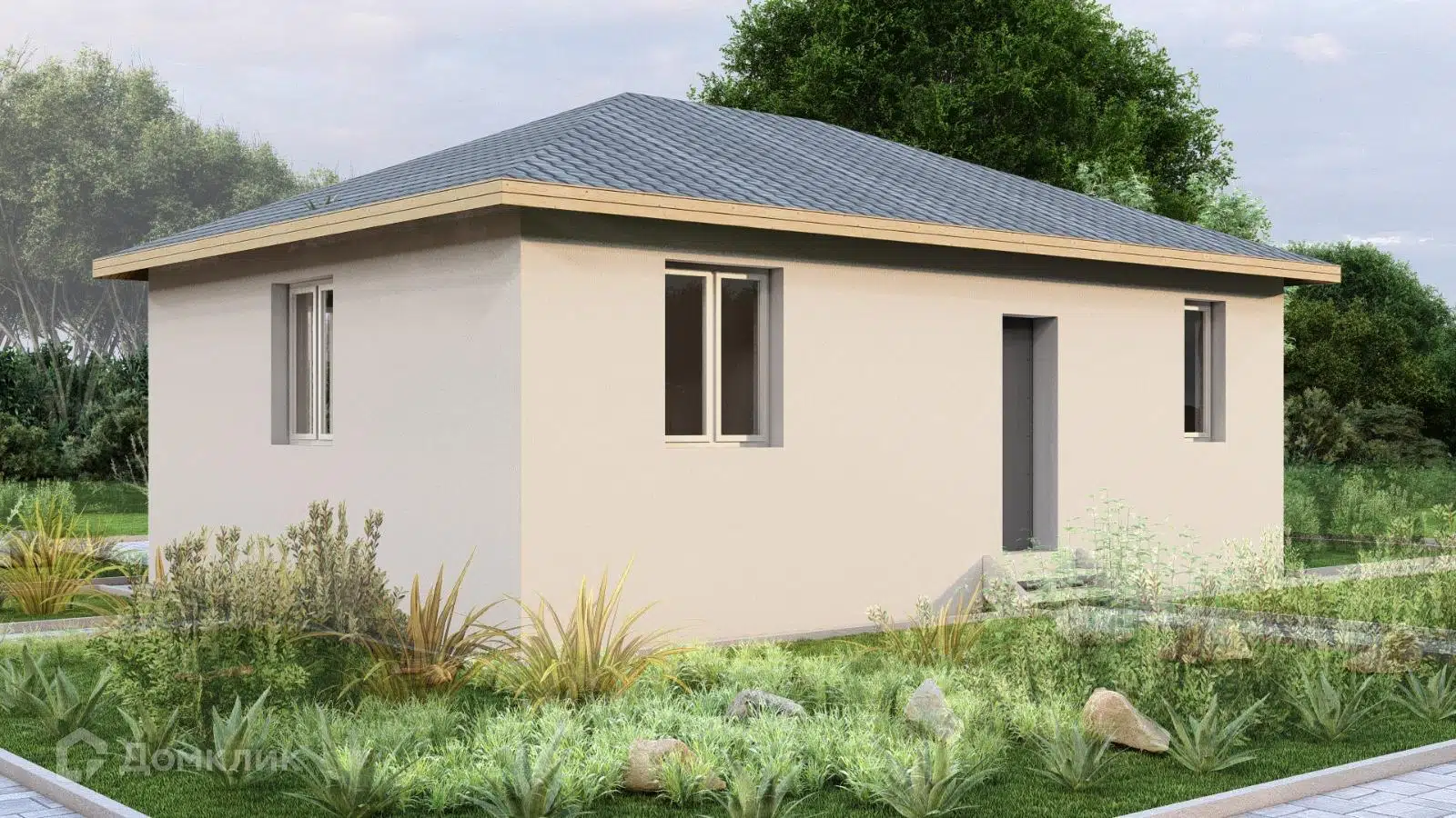 Проект дома «ДСС-2810» компании ООО «СК «ДомСпецСтрой» из материала Газобетонные блоки площадью 51.3м² под ключ за 4134000₽ в Донецке | 1 этаж, 2 спальни, 1 санузел – Домклик
