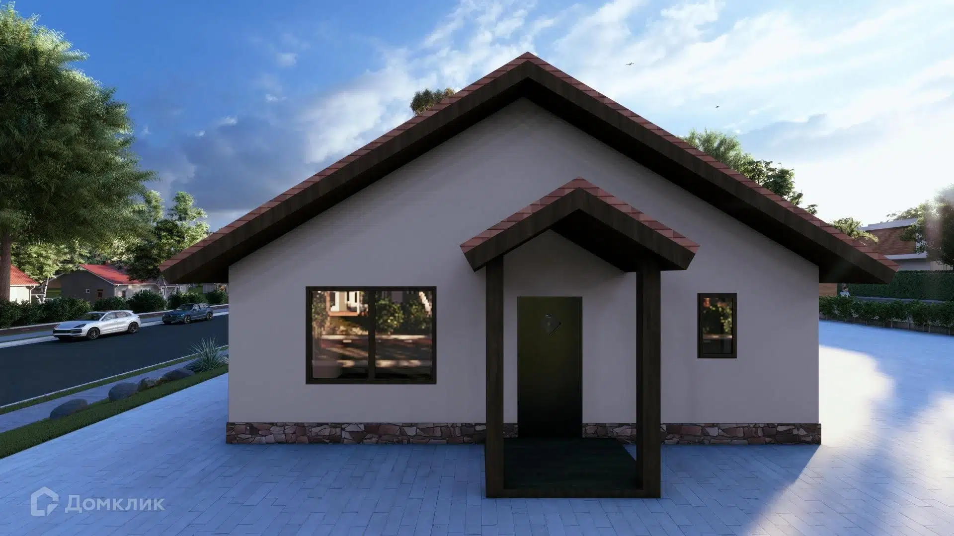 Проект дома «1С-80 с гардеробной» компании ООО СЗ «АЛЬФАСТРОЙ ИЖС» из материала Газобетонные блоки площадью 78м² под ключ за 6660000₽ в Донецке | 1 этаж, 2 спальни, 1 санузел – Домклик