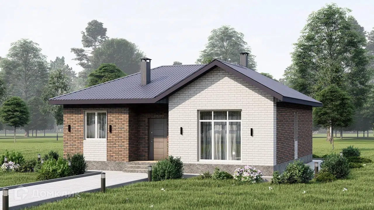 Проект дома «Коттеджный посёлок "Малиновка-Парк"» компании Дом67 из материала Газосиликатные блоки площадью 81м² под ключ за 8100000₽ в Донецке | 1 этаж, 2 спальни, 2 санузла – Домклик