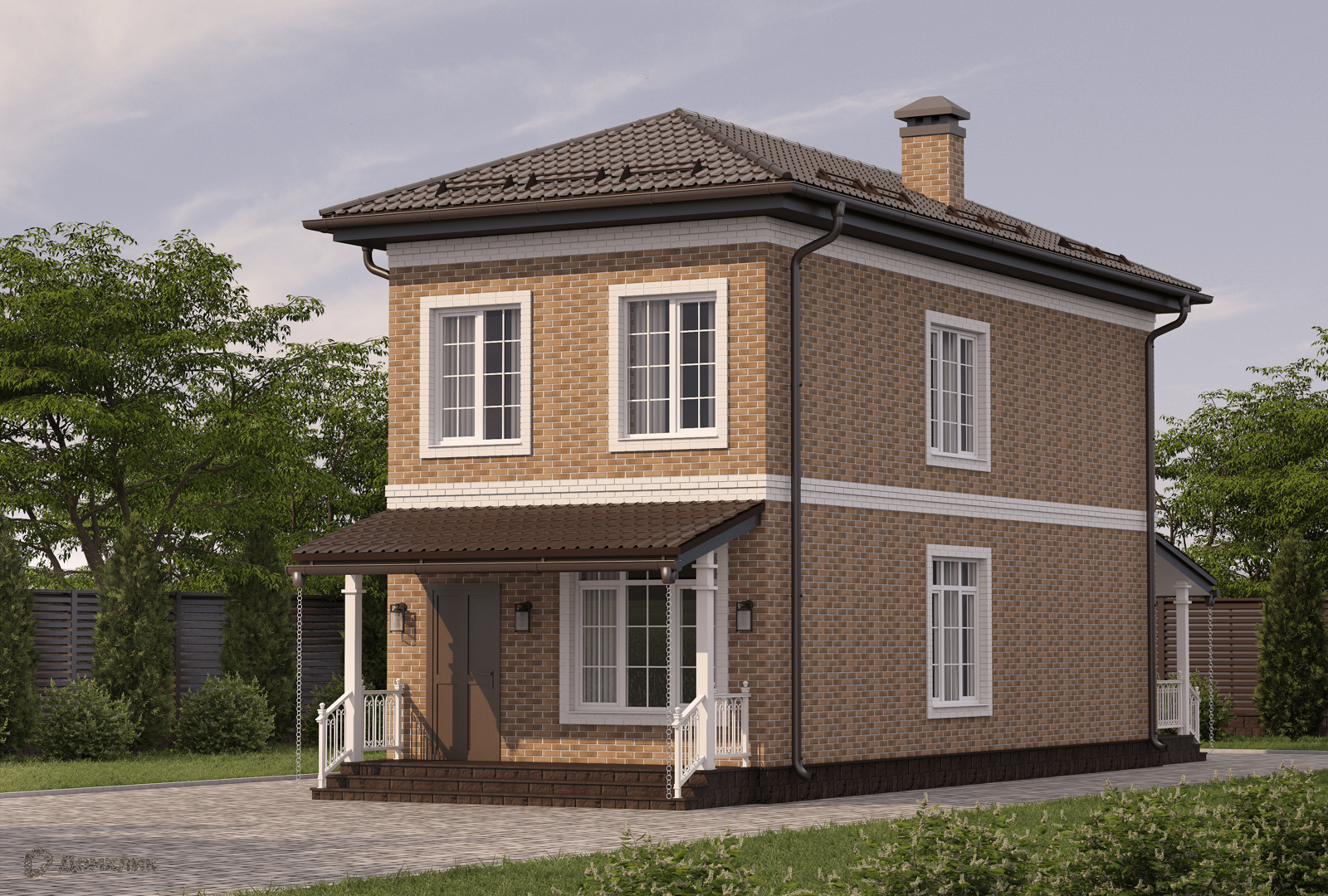 Проект дома «Д-1» компании ИП Кузнецов Иван Иванович из материала Керамические блоки площадью 128м² под ключ за 6159000₽ в Донецке | 2 этажа, 3 спальни, 2 санузла – Домклик