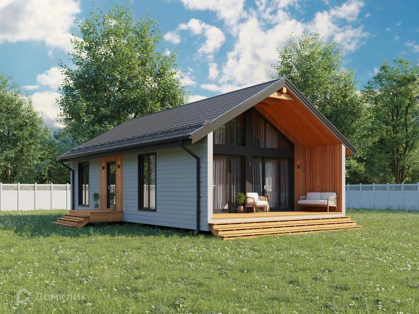 Проект дома «Сканди 12» компании Авангард из материала SIP-панели площадью 76.2м² под ключ за 4200000₽ в Донецке | 1 этаж, 2 спальни, 1 санузел – Домклик