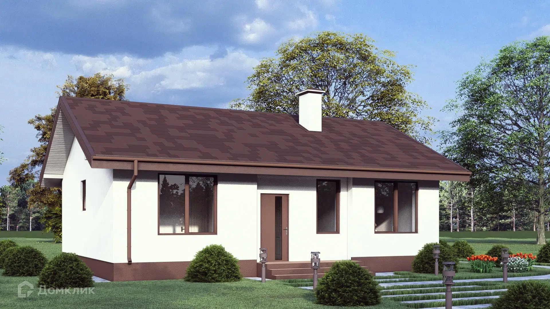 Проект дома «Б-80» компании СК «Основание» из материала Газобетонные блоки площадью 76м² под ключ за 4400000₽ в Донецке | 1 этаж, 3 спальни, 1 санузел – Домклик