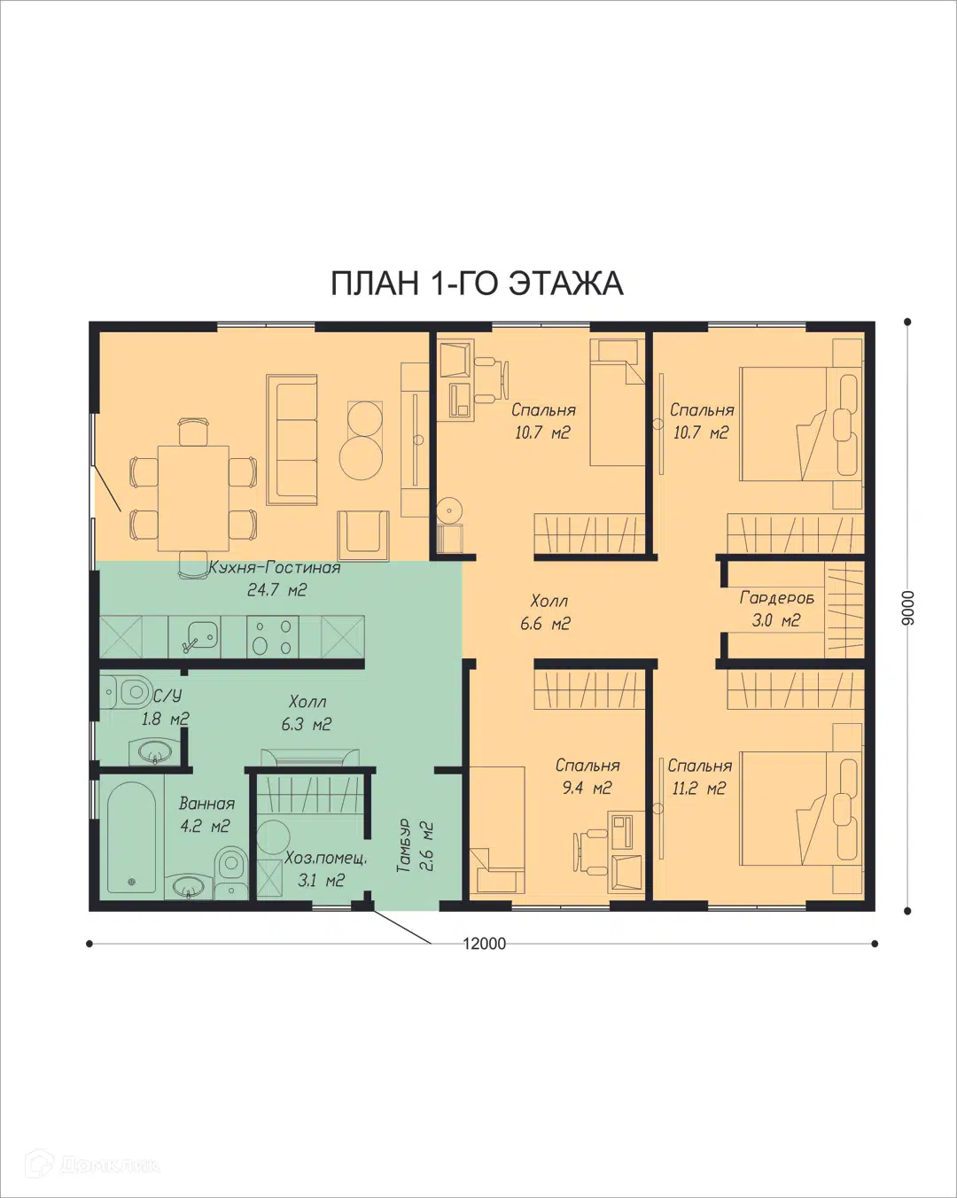 Планировка 1 этажа