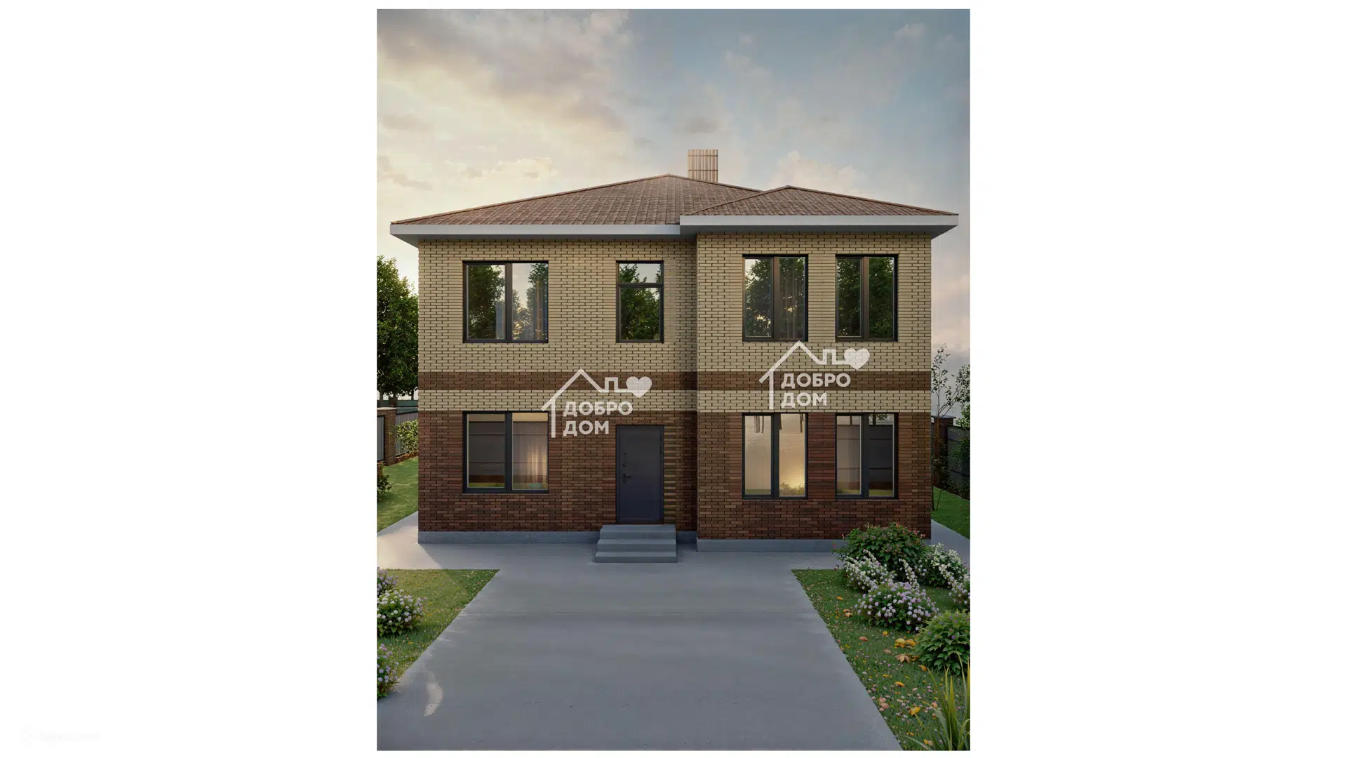 Проект дома «Коттедж Барон» компании СК «Добро Дом» из материала Газобетонные блоки площадью 168м² под ключ за 7800000₽ в Донецке | 2 этажа, 5 спален, 3 санузла – Домклик