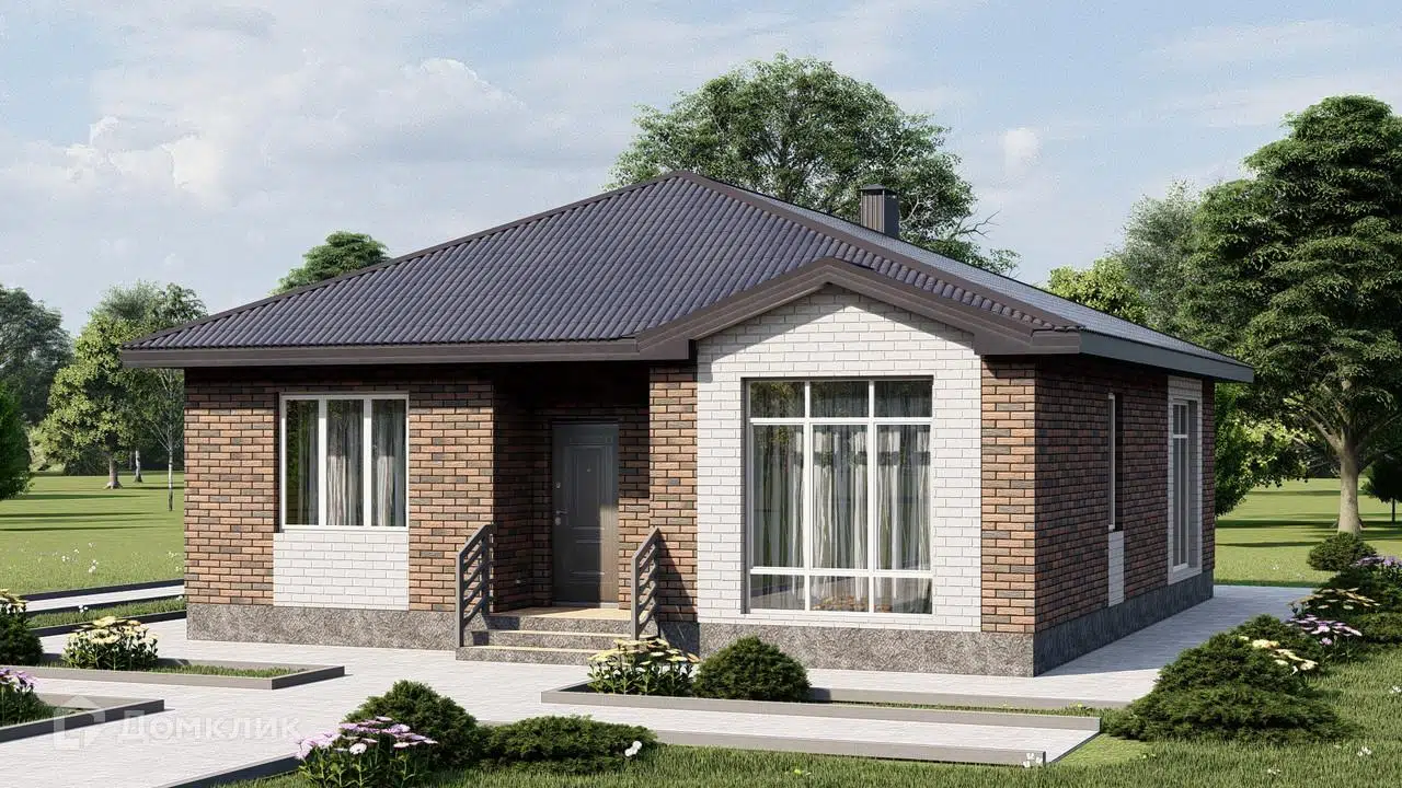 Проект дома «Коттеджный посёлок "Малиновка-Парк"» компании Дом67 из материала Газосиликатные блоки площадью 99м² под ключ за 8700000₽ в Донецке | 1 этаж, 3 спальни, 2 санузла – Домклик