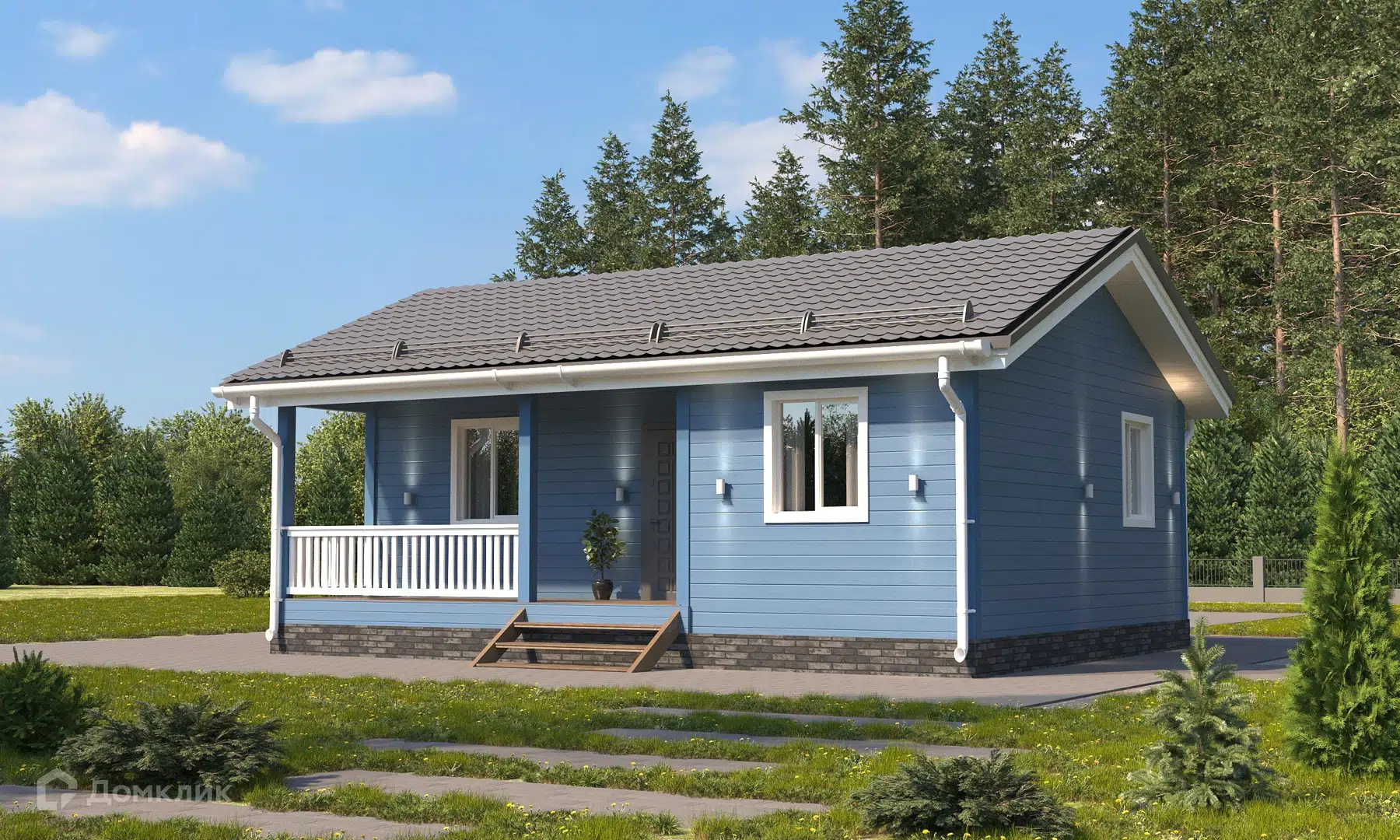 Проект дома «ДК-55 (домокомплект)» компании Теплодина из материала Панельно-каркасная технология площадью 55м² под ключ за 3024000₽ в Донецке | 1 этаж, 2 спальни, 1 санузел – Домклик