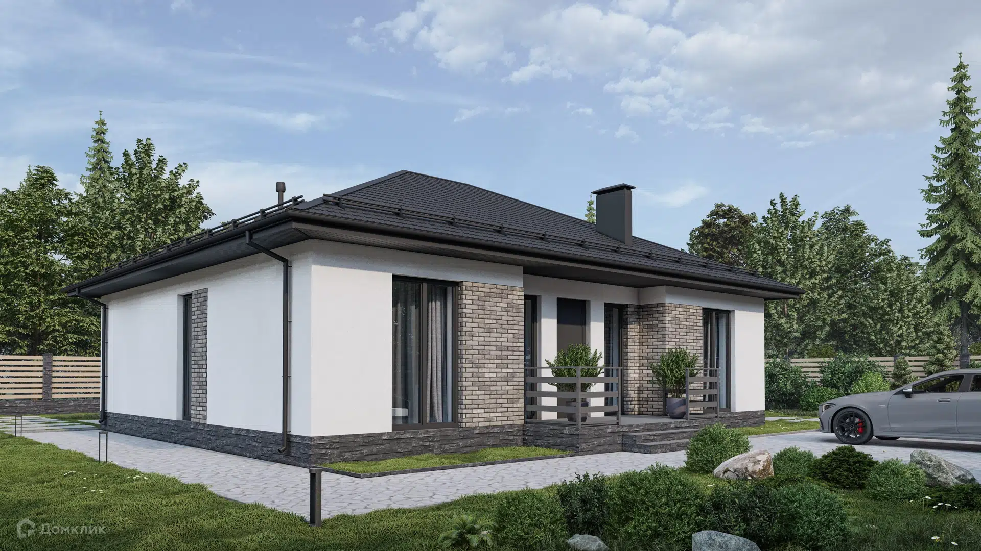 Проект дома «Дом Б046» компании 160 квадратных метров из материала Газобетонные блоки площадью 102.13м² под ключ за 5400000₽ в Донецке | 1 этаж, 3 спальни, 2 санузла – Домклик