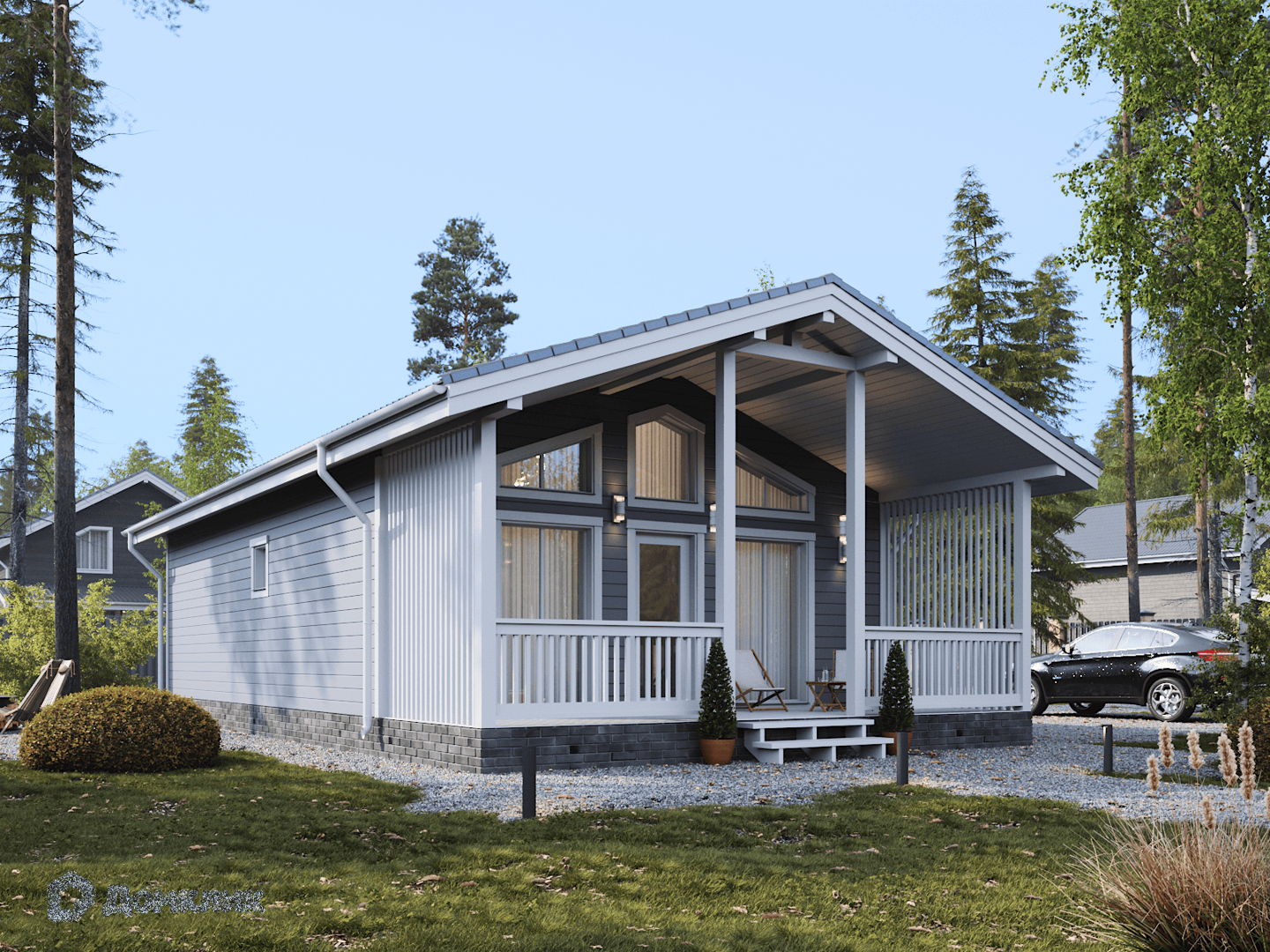 Проект дома «Манила» компании Класс Хаус из материала Каркасный дом площадью 70м² под ключ за 3410000₽ в Донецке | 1 этаж, 2 спальни, 1 санузел – Домклик