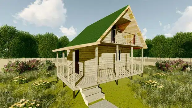 Проект дома «Проект №23» компании Земле-Строй из материала Брус естественной влажности площадью 42м² под ключ за 1555000₽ в Луганске | 2 этажа, 2 спальни, 1 санузел – Домклик