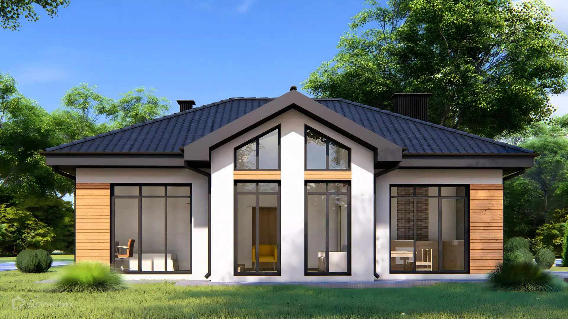 Проект дома «Загородный дом КЕРАМА-79» компании ООО «СЕДЬМОЕ НЕБО» из материала Газобетонные блоки площадью 75.3м² под ключ за 7510000₽ в Донецке | 1 этаж, 3 спальни, 1 санузел – Домклик