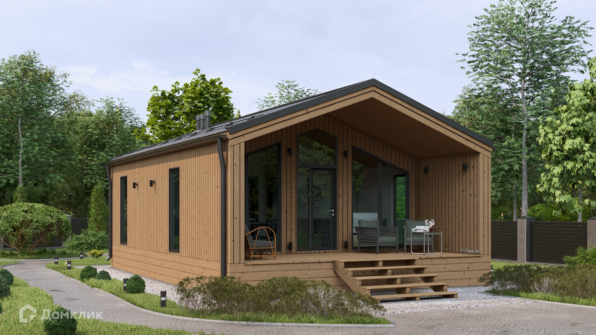 Проект дома «ПРЕФАБ 106» компании СВОЙ из материала Панельно-каркасная технология площадью 61м² под ключ за 3221703₽ в Луганске | 1 этаж, 2 спальни, 1 санузел – Домклик