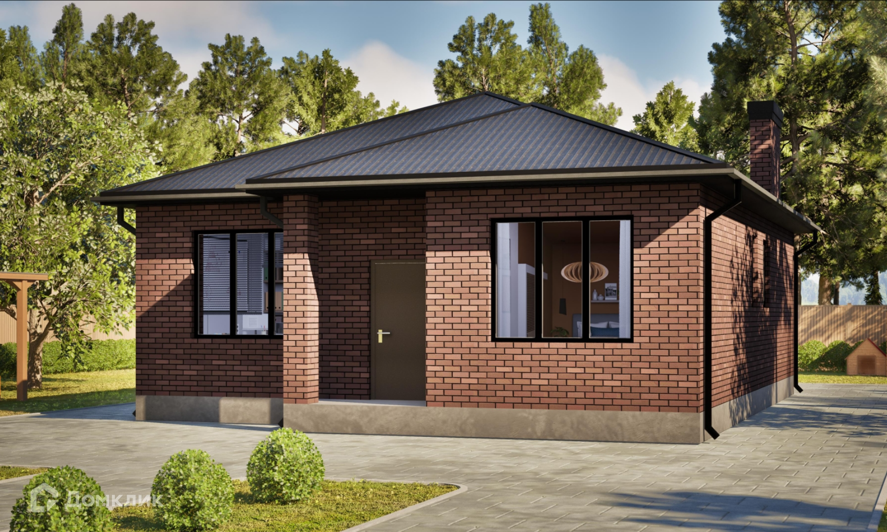 Проект дома «Махин 90» компании Индивидуальный предприниматель Боровлева Кристина Александровна из материала Газобетонные блоки площадью 90.88м² под ключ за 5914000₽ в Донецке | 1 этаж, 3 спальни, 1 санузел – Домклик