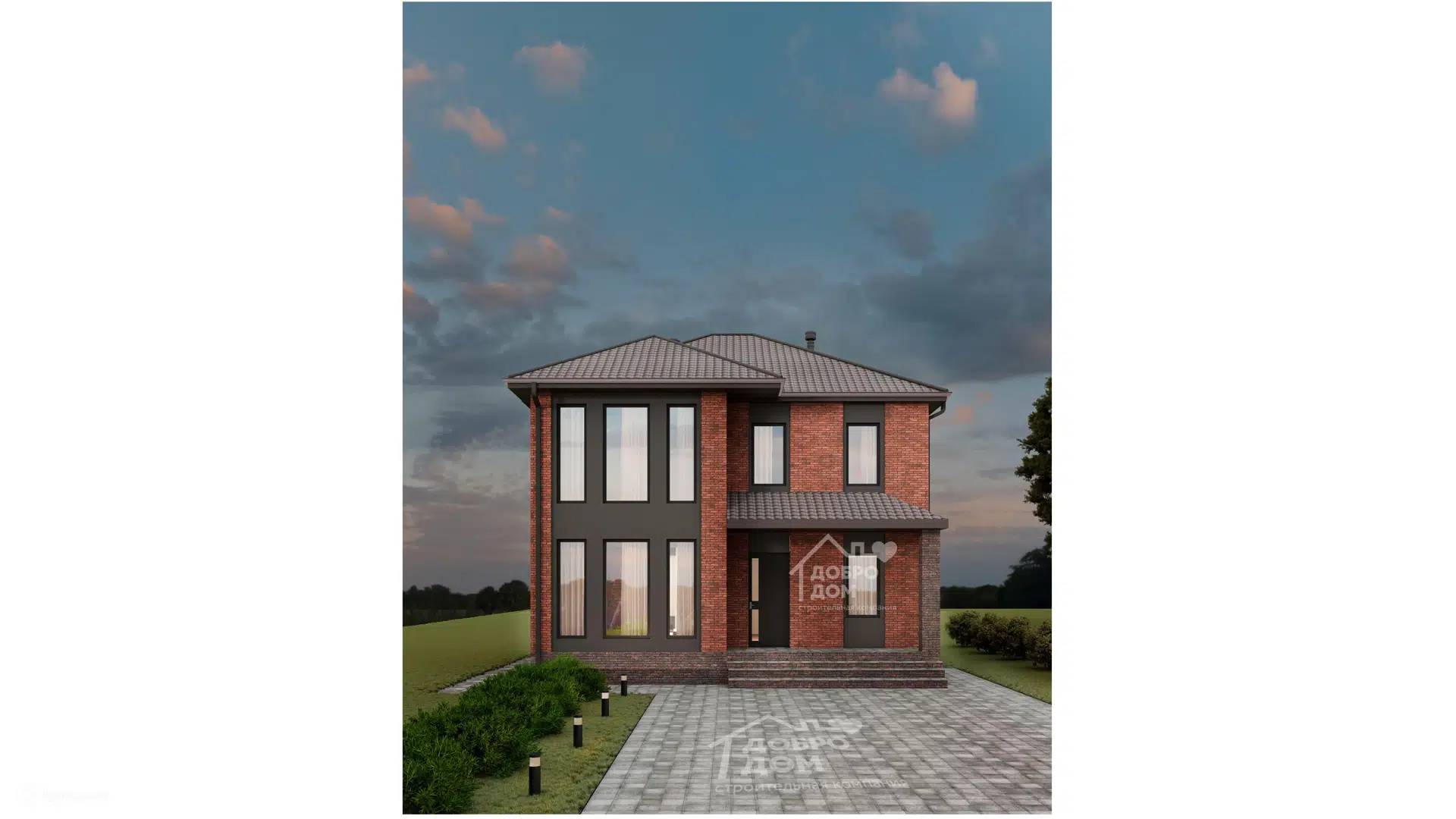 Проект дома «Коттедж Оскар» компании СК «Добро Дом» из материала Газобетонные блоки площадью 135м² под ключ за 7065000₽ в Донецке | 2 этажа, 4 спальни, 2 санузла – Домклик