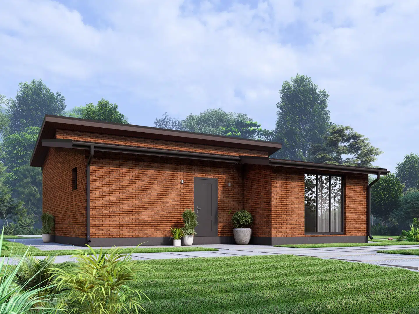 Проект дома «Современный 1, 80.85 (80.85)» компании СК НА ВЕКА из материала Газобетонные блоки площадью 80.85м² под ключ за 4600000₽ в Донецке | 1 этаж, 2 спальни, 1 санузел – Домклик