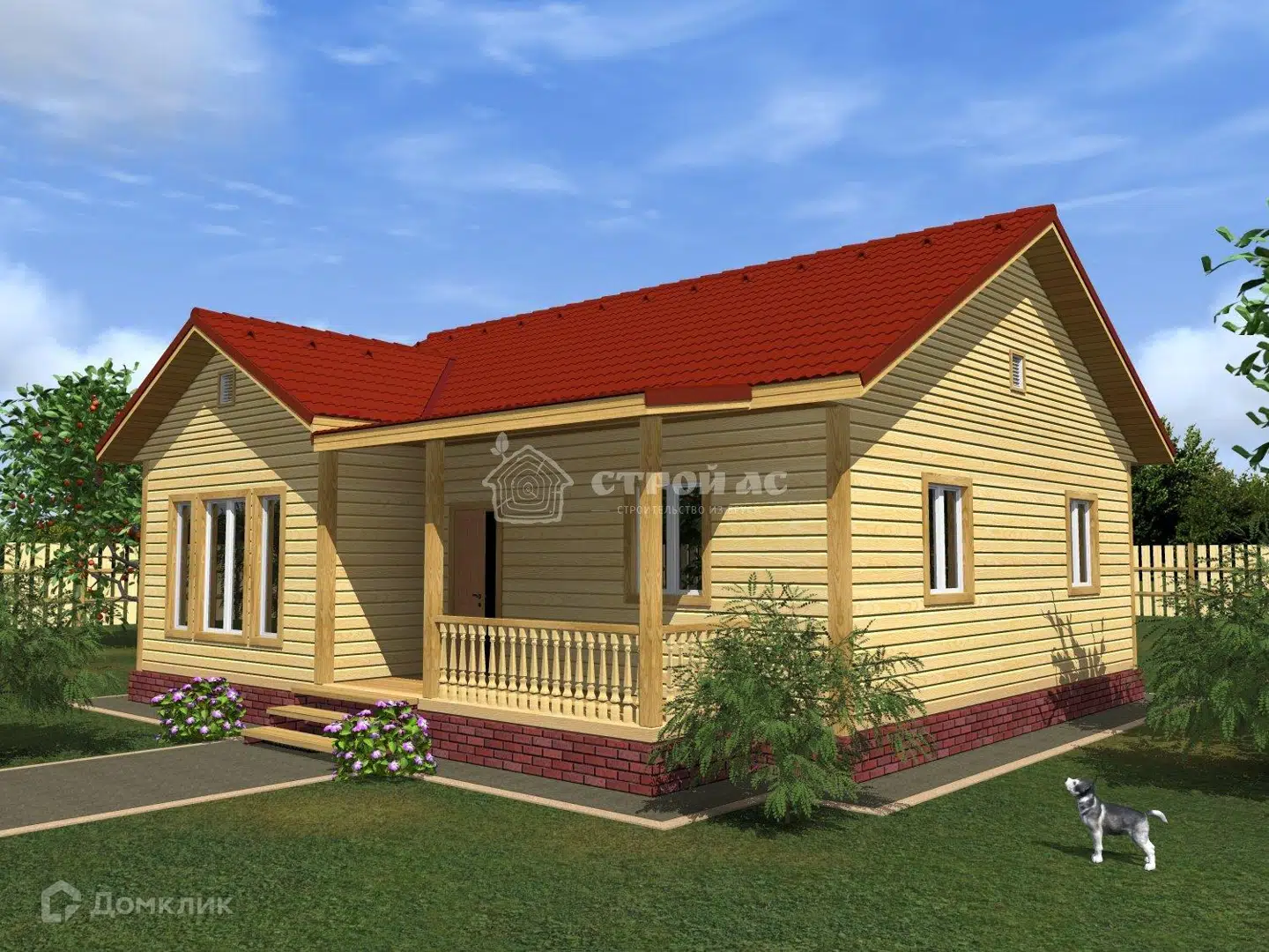 Проект дома «Ильмень Д-18 (каркас, строг.мат-л камерн.сушки)» компании ooo Ас-Строй из материала Каркасный дом площадью 90м² под ключ за 3380000₽ в Донецке | 1 этаж, 2 спальни, 1 санузел – Домклик