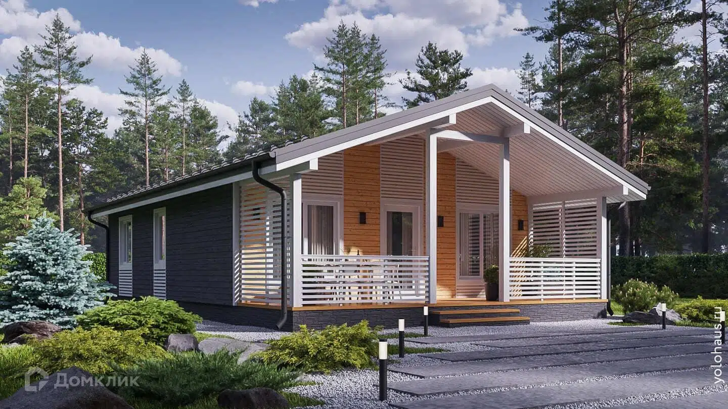 Проект дома «СИП К102» компании ЙОЛО ХАУС из материала SIP-панели площадью 80м² под ключ за 4077000₽ в Донецке | 1 этаж, 3 спальни, 1 санузел – Домклик