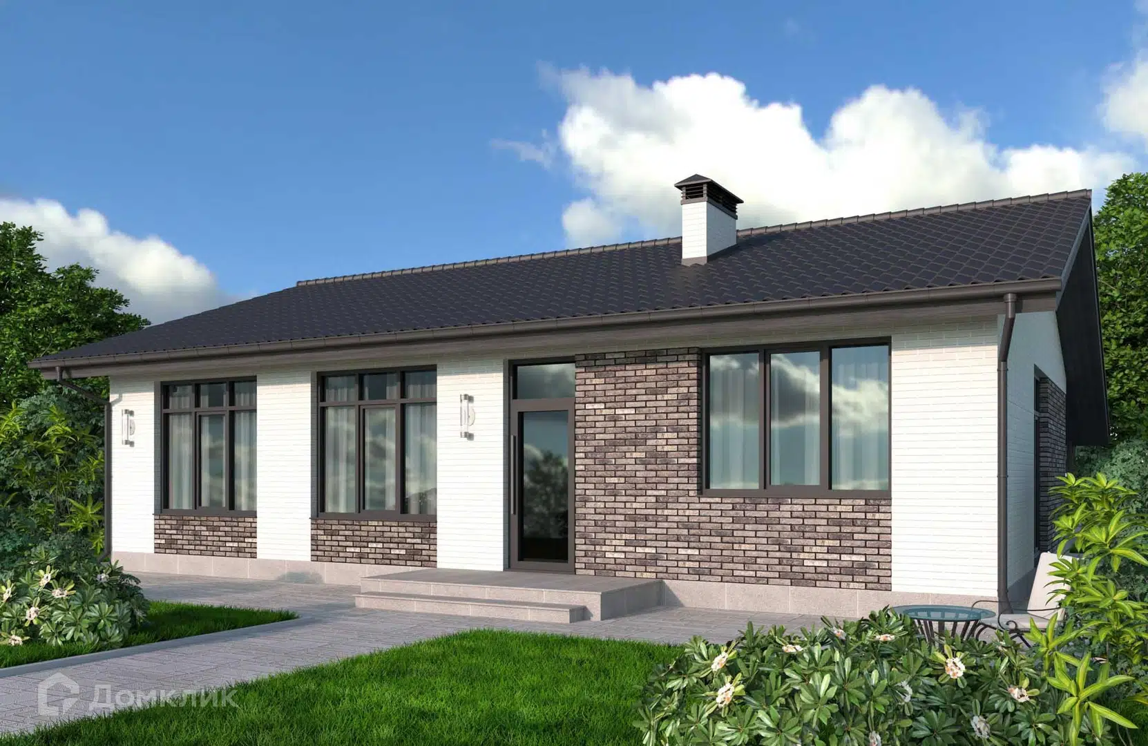 Проект дома «Проект №446» компании ООО«НОВАСТРОЙ» из материала Кирпич площадью 105м² под ключ за 5150000₽ в Донецке | 1 этаж, 3 спальни, 2 санузла – Домклик