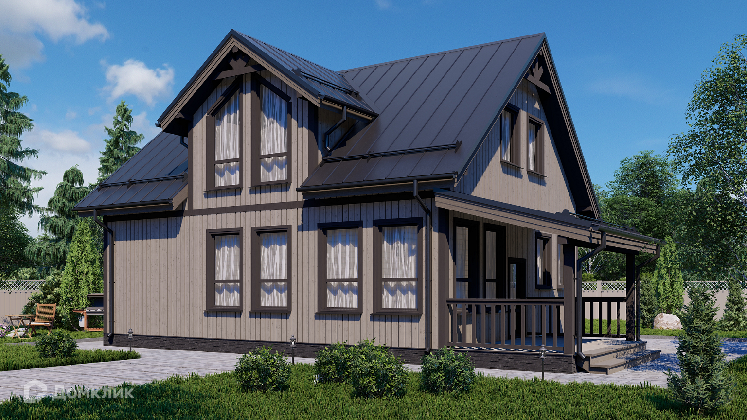 Проект дома «КД-232» компании OLLATALO из материала Каркасный дом площадью 80м² под ключ за 5706000₽ в Донецке | 2 этажа, 3 спальни, 1 санузел – Домклик