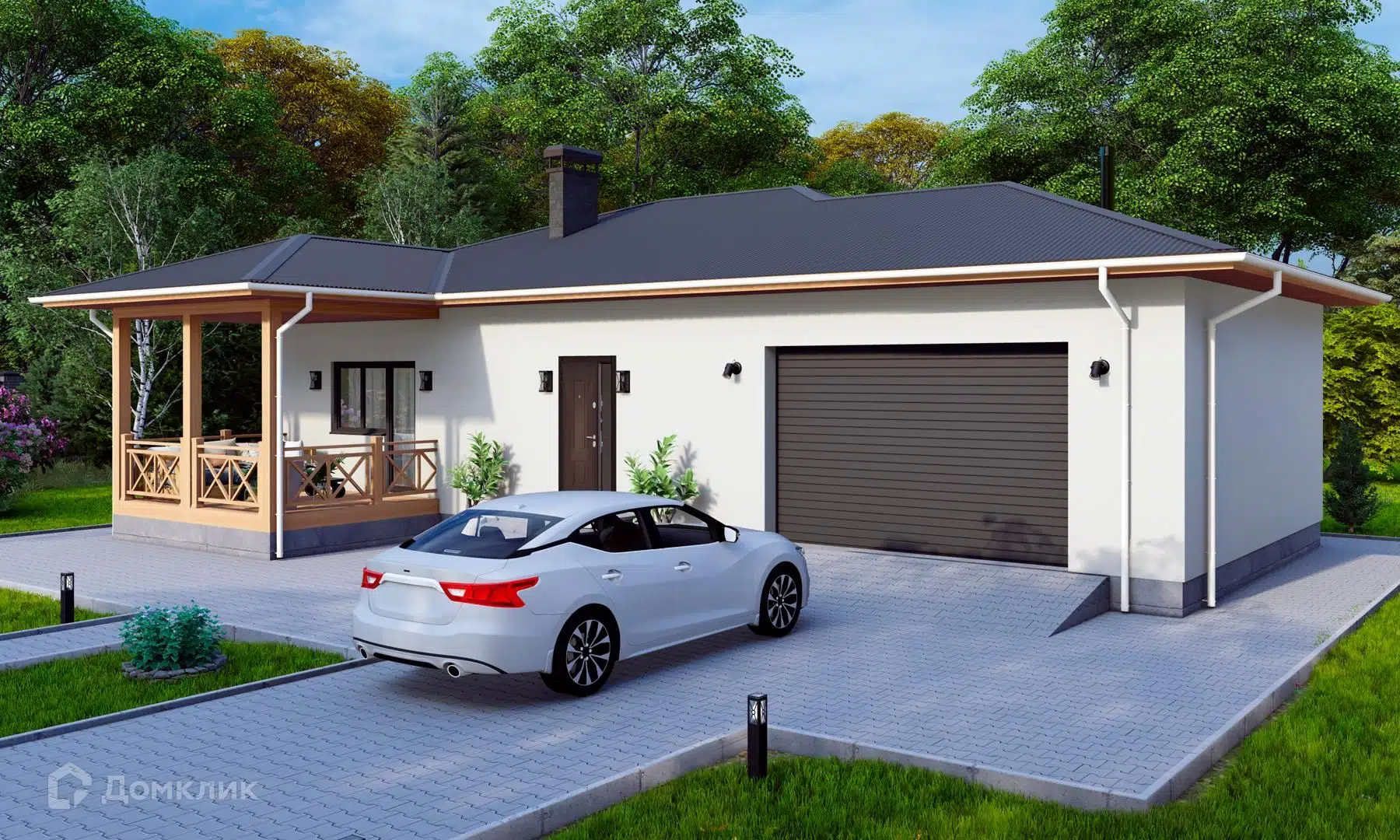 Проект дома «АРБ-72-60» компании СПК «ЭталонСтрой» из материала Арболитовые блоки площадью 125м² под ключ за 7200000₽ в Луганске | 1 этаж, 2 спальни, 1 санузел – Домклик