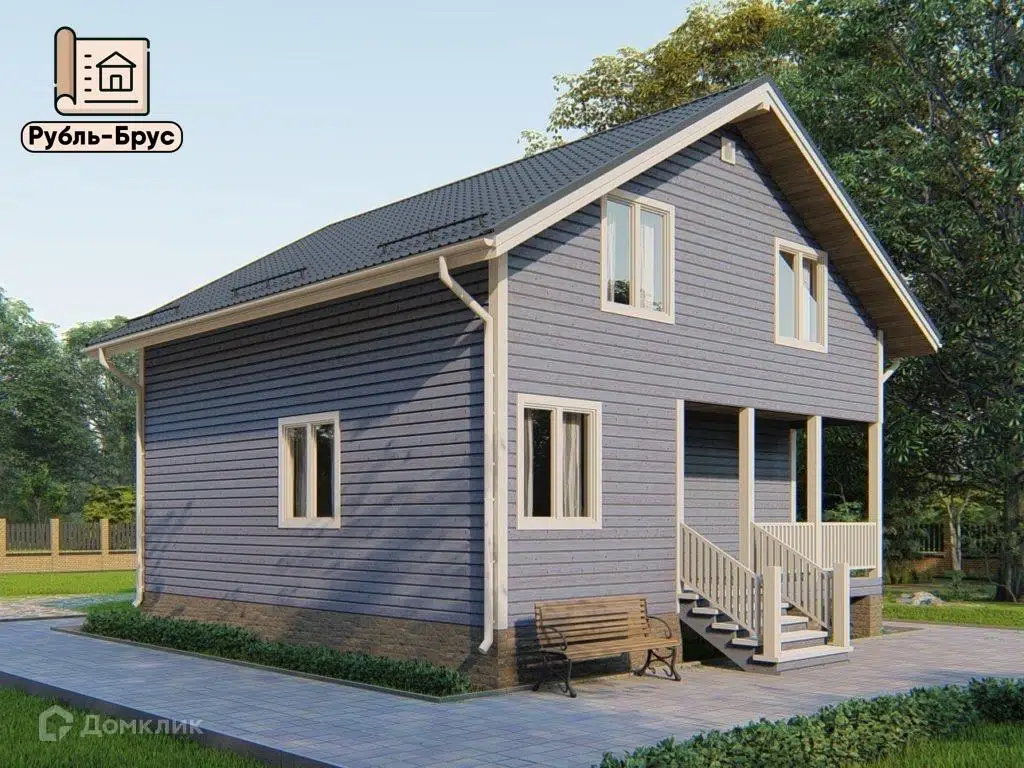 Проект дома «Каркасный дом «Ерёма»» компании РубльБрус строительство деревянных домов и бань по России. из материала Каркасный дом площадью 137м² под ключ за 6262500₽ в Донецке | 2 этажа, 4 спальни, 1 санузел – Домклик