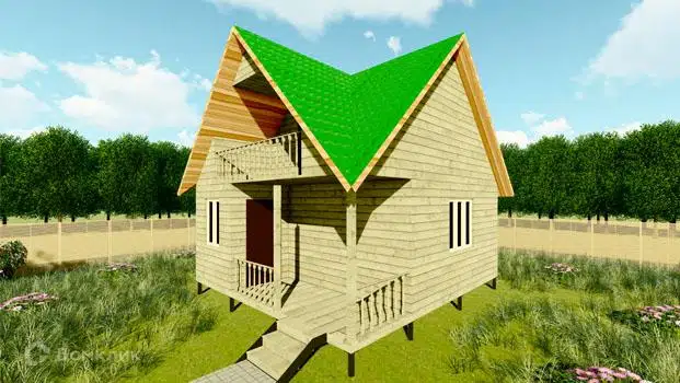 Проект дома «Проект №47» компании Земле-Строй из материала Брус естественной влажности площадью 36м² под ключ за 1790000₽ в Луганске | 2 этажа, 2 спальни, 1 санузел – Домклик