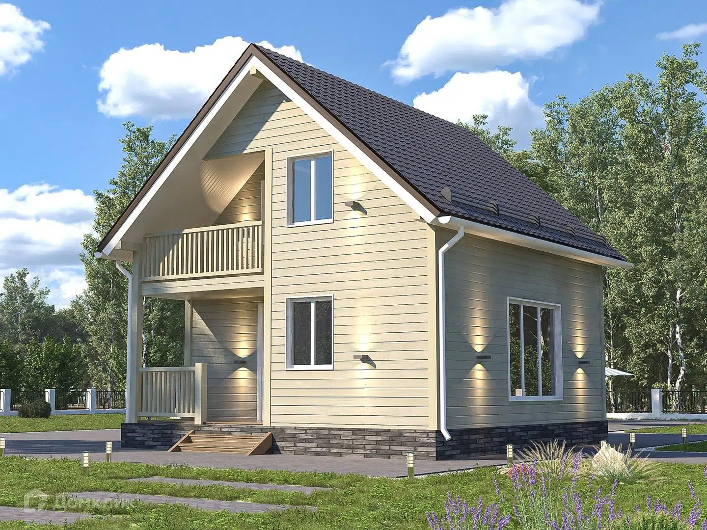 Проект дома «ДК-159 (домокомплект)» компании Теплодина из материала Панельно-каркасная технология площадью 88м² под ключ за 3998000₽ в Донецке | 2 этажа, 3 спальни, 2 санузла – Домклик