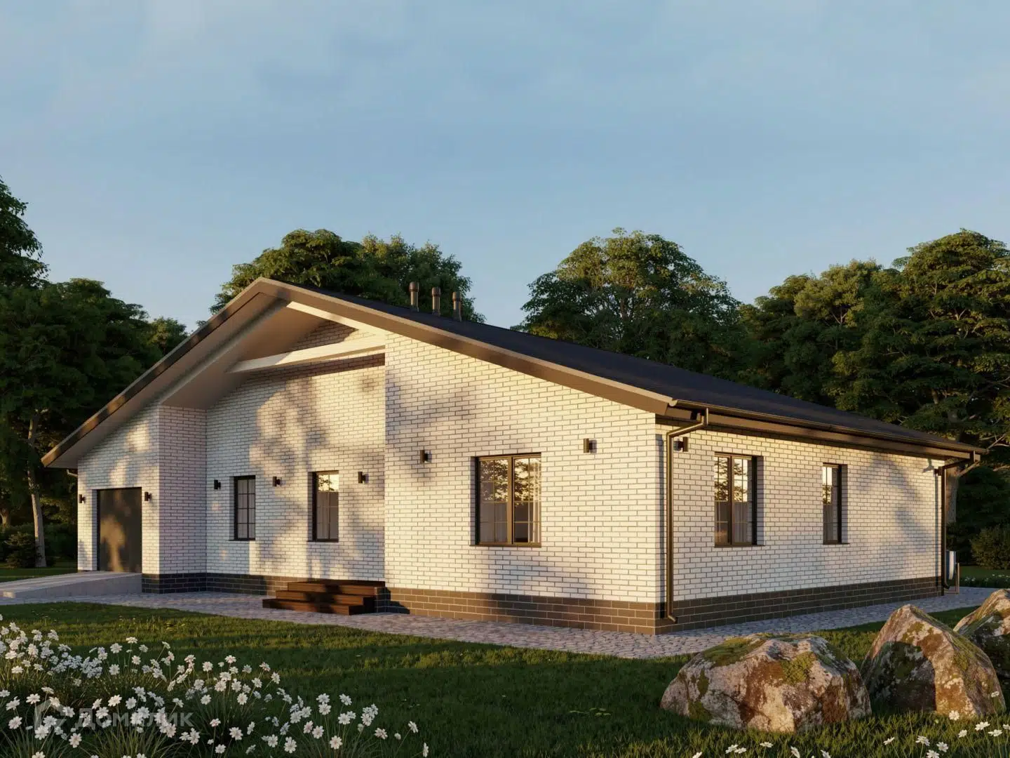 Проект дома «Дом "Примула"» компании ООО СК Добрострой из материала Газобетонные блоки площадью 143.7м² под ключ за 4800000₽ в Донецке | 1 этаж, 3 спальни, 2 санузла – Домклик
