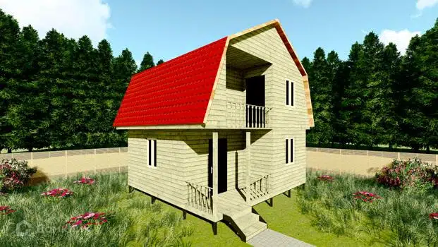 Проект дома «Проект №52» компании Земле-Строй из материала Брус естественной влажности площадью 36м² под ключ за 1840000₽ в Луганске | 2 этажа, 2 спальни, 1 санузел – Домклик