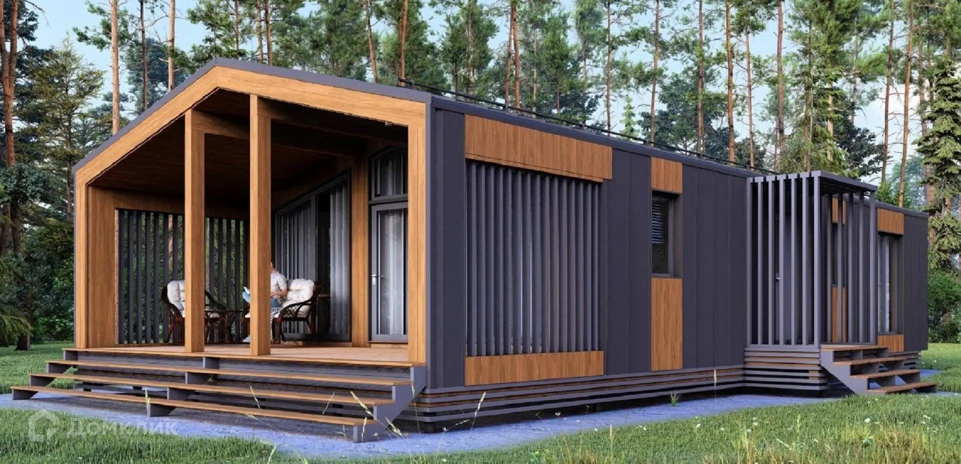 Проект дома «Загородный дом "Барнхаус-112"» компании Barn54 из материала Каркасный дом площадью 102.67м² под ключ за 5062500₽ в Донецке | 1 этаж, 3 спальни, 1 санузел – Домклик