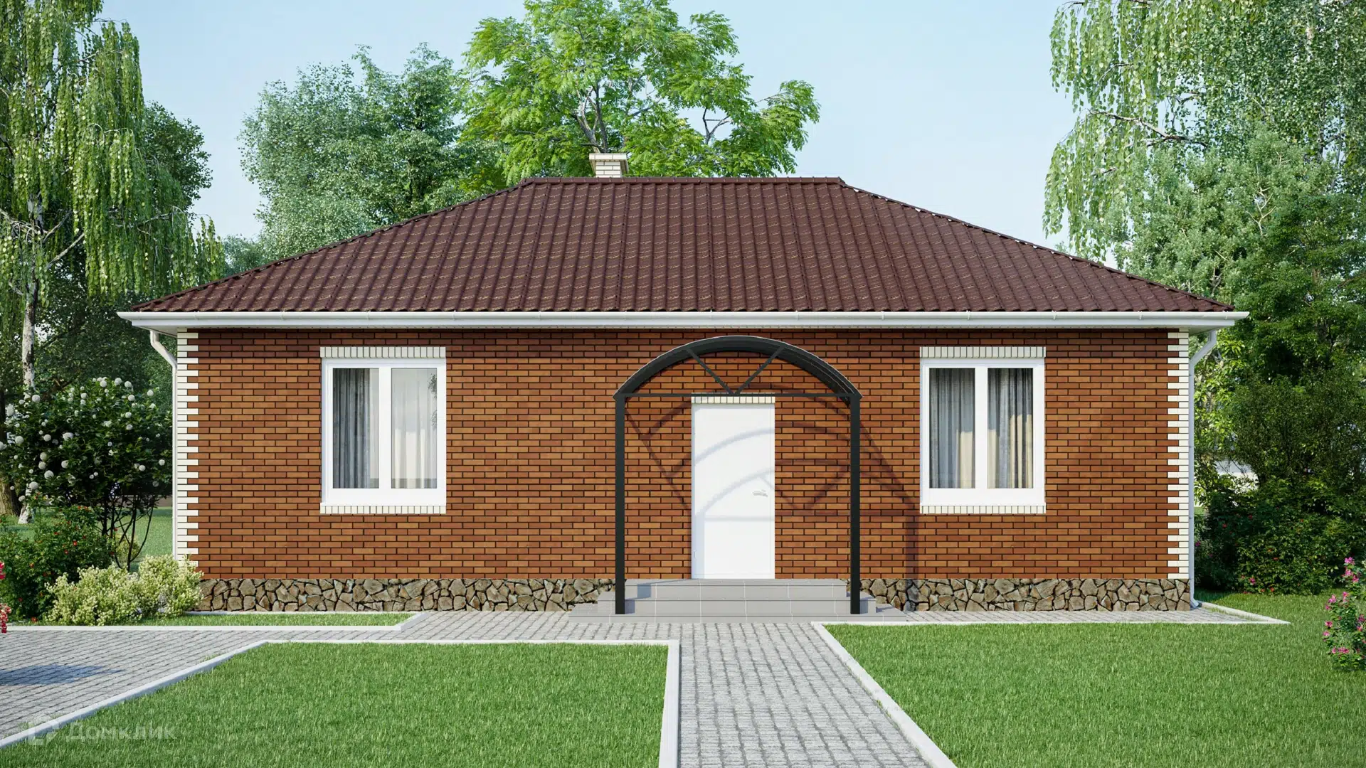 Проект дома «БРАИТ-92» компании ООО СК «БРАИТ ГРУПП» из материала Кирпич площадью 76м² под ключ за 4000000₽ в Донецке | 1 этаж, 3 спальни, 1 санузел – Домклик