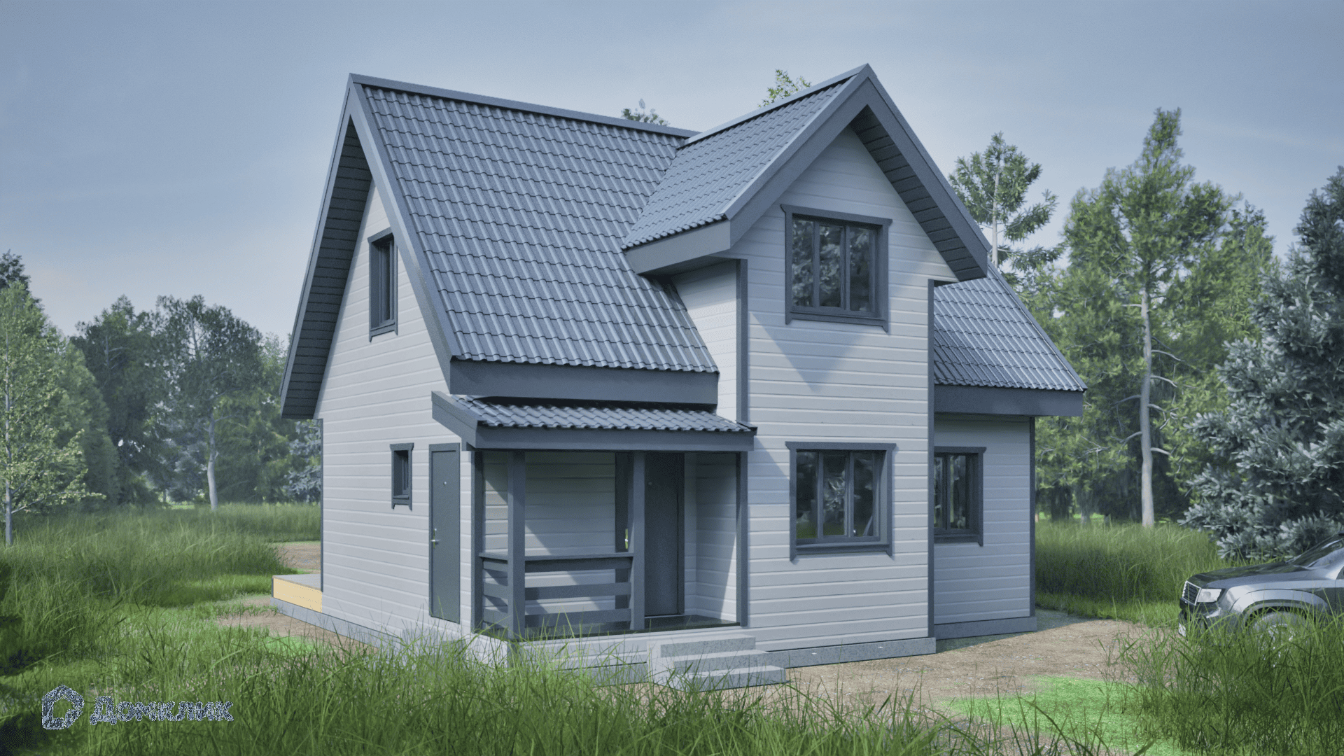 Проект дома «Проект "Беатрис" с террасой» компании СК «ИМПЕРИЯ» из материала Каркасный дом площадью 116м² под ключ за 4345000₽ в Донецке | 2 этажа, 4 спальни, 1 санузел – Домклик