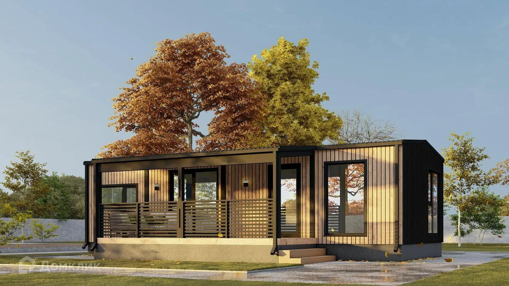 Проект дома «Модульный дом Simple 57» компании Авангард Строй из материала Модульный дом площадью 57м² под ключ за 3096000₽ в Донецке | 1 этаж, 2 спальни, 1 санузел – Домклик