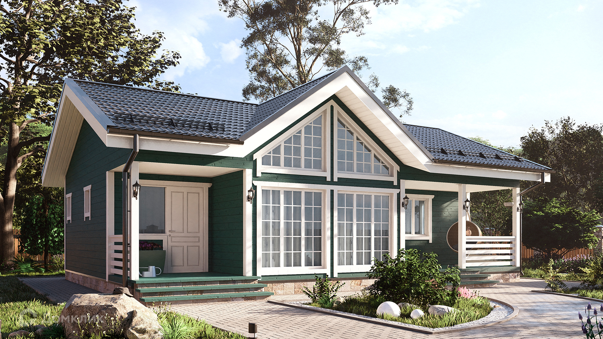 Проект дома «СВОЙ 140» компании СВОЙ из материала Каркасный дом площадью 78м² под ключ за 6358261₽ в Луганске | 1 этаж, 2 спальни, 1 санузел – Домклик