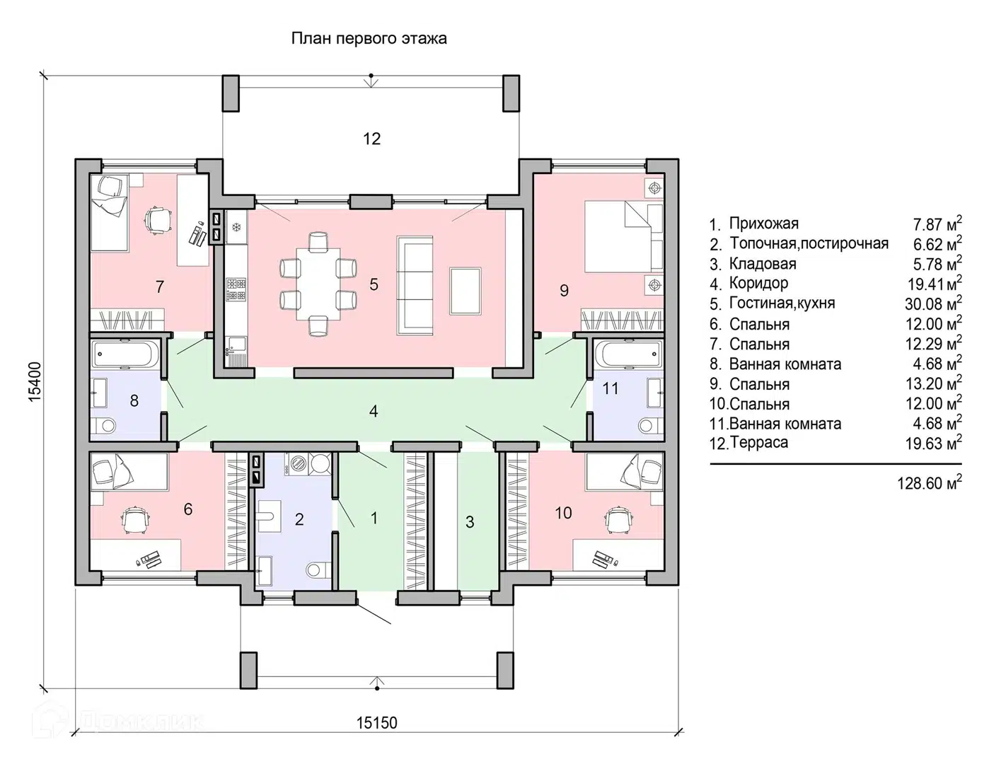 Планировка 1 этажа