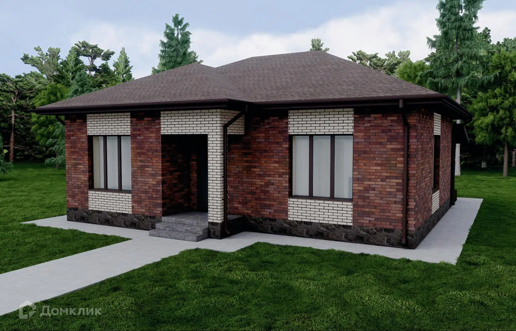 Проект дома «ТП-70» компании ООО «33 Коттеджа» из материала Газобетонные блоки площадью 70м² под ключ за 6092000₽ в Донецке | 1 этаж, 2 спальни, 1 санузел – Домклик