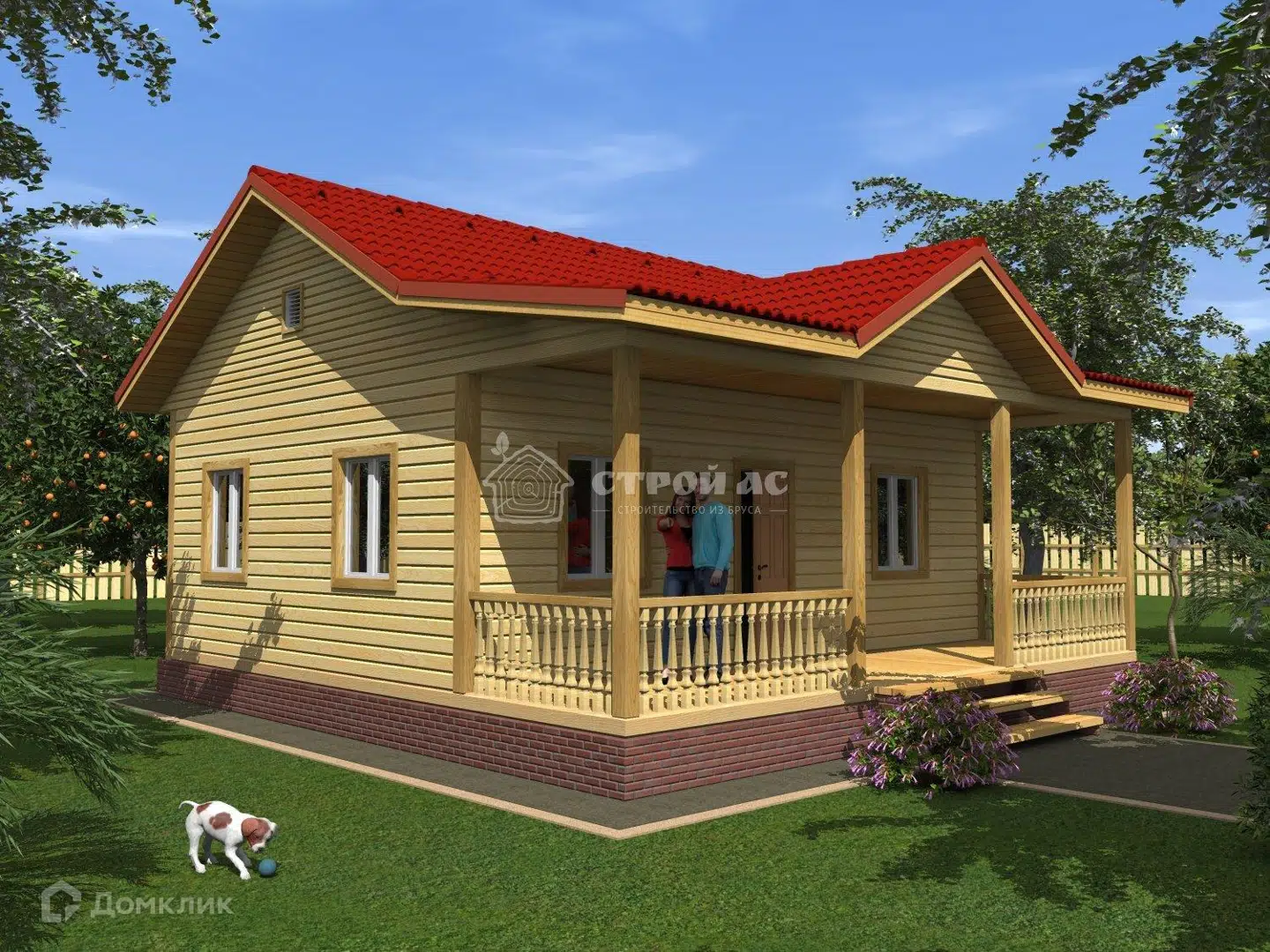 Проект дома «Ильмень Д-15 (каркас, строг.мат-л камерн.сушки)» компании ooo Ас-Строй из материала Каркасный дом площадью 64м² под ключ за 2290300₽ в Донецке | 1 этаж, 2 спальни, 1 санузел – Домклик