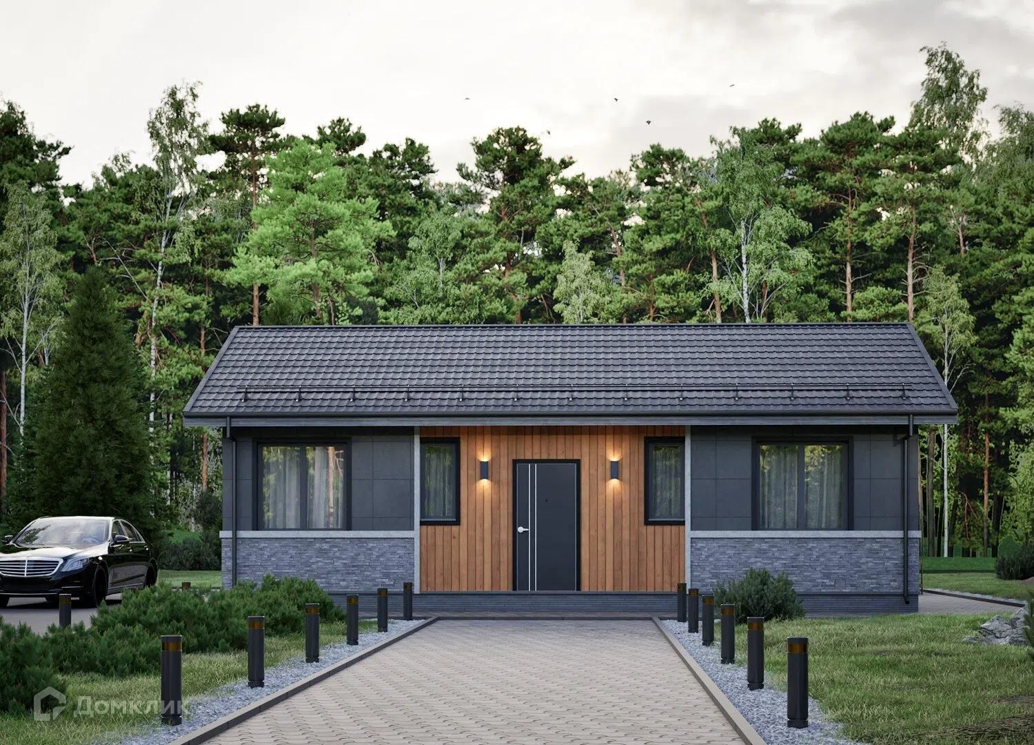 Проект дома «PH-6/80» компании Perfect House г. Ханты-Мансийск из материала SIP-панели площадью 68м² под ключ за 3750000₽ в Луганске | 1 этаж, 3 спальни, 1 санузел – Домклик