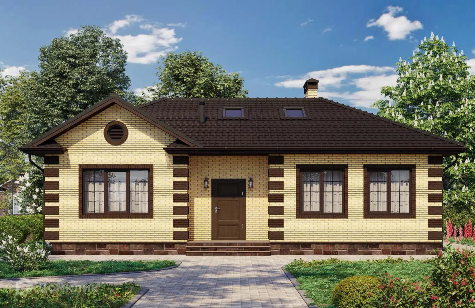 Проект дома «Проект №157» компании Новация из материала Керамические блоки площадью 119м² под ключ за 7203000₽ в Донецке | 1 этаж, 3 спальни, 2 санузла – Домклик