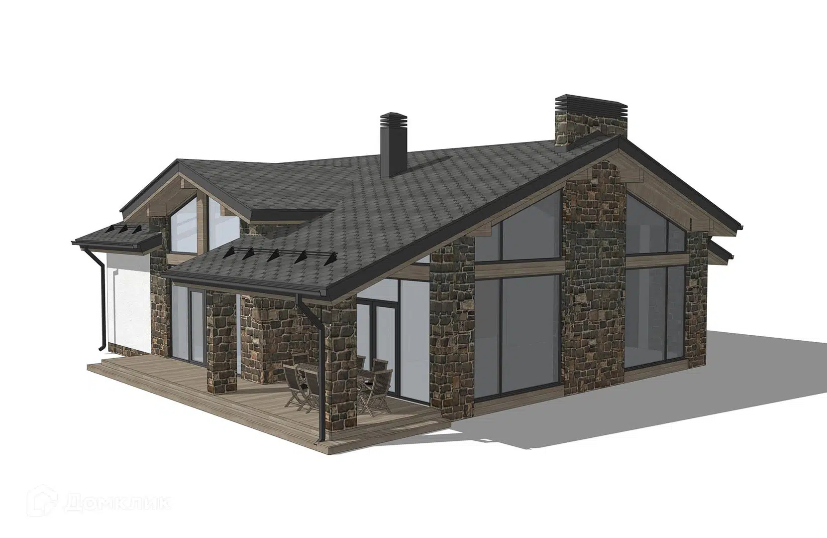 Проект дома «Проект №445» компании СК НОВАЦИЯ Санкт-Петербург и ЛО из материала Газобетонные блоки площадью 154м² под ключ за 11600000₽ в Донецке | 1 этаж, 4 спальни, 2 санузла – Домклик