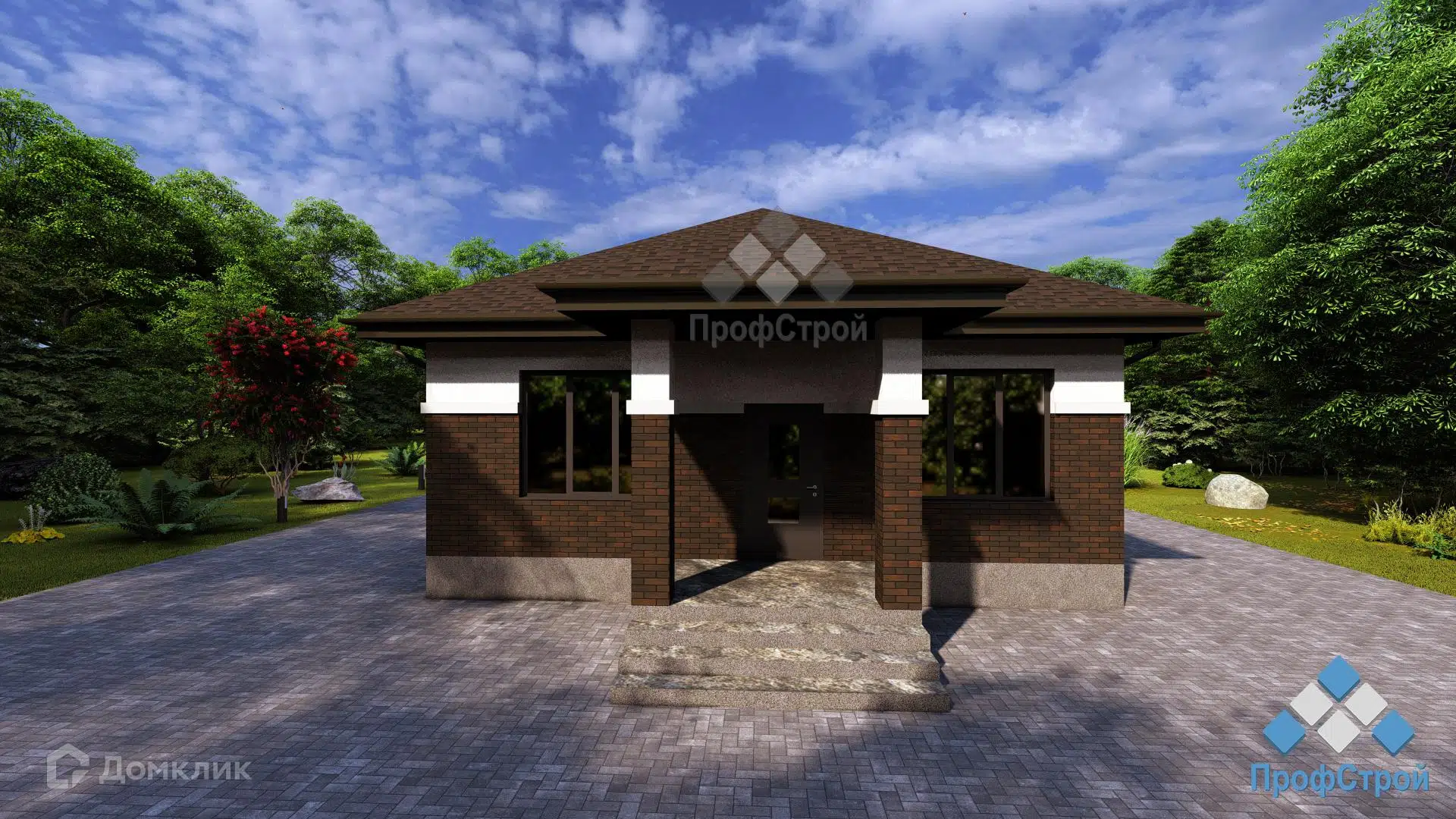 Проект дома «Эклиптика» компании ПрофСтрой из материала Газосиликатные блоки площадью 104.33м² под ключ за 5200000₽ в Донецке | 1 этаж, 3 спальни, 2 санузла – Домклик